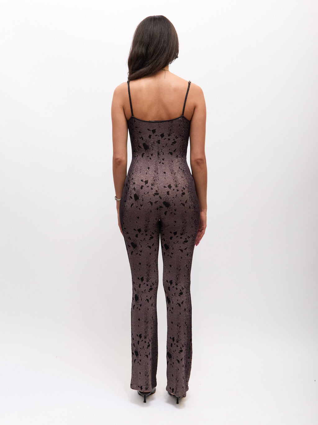 Roberto Cavalli CLASS Leopard Print Knit Shimmer Jumpsuit