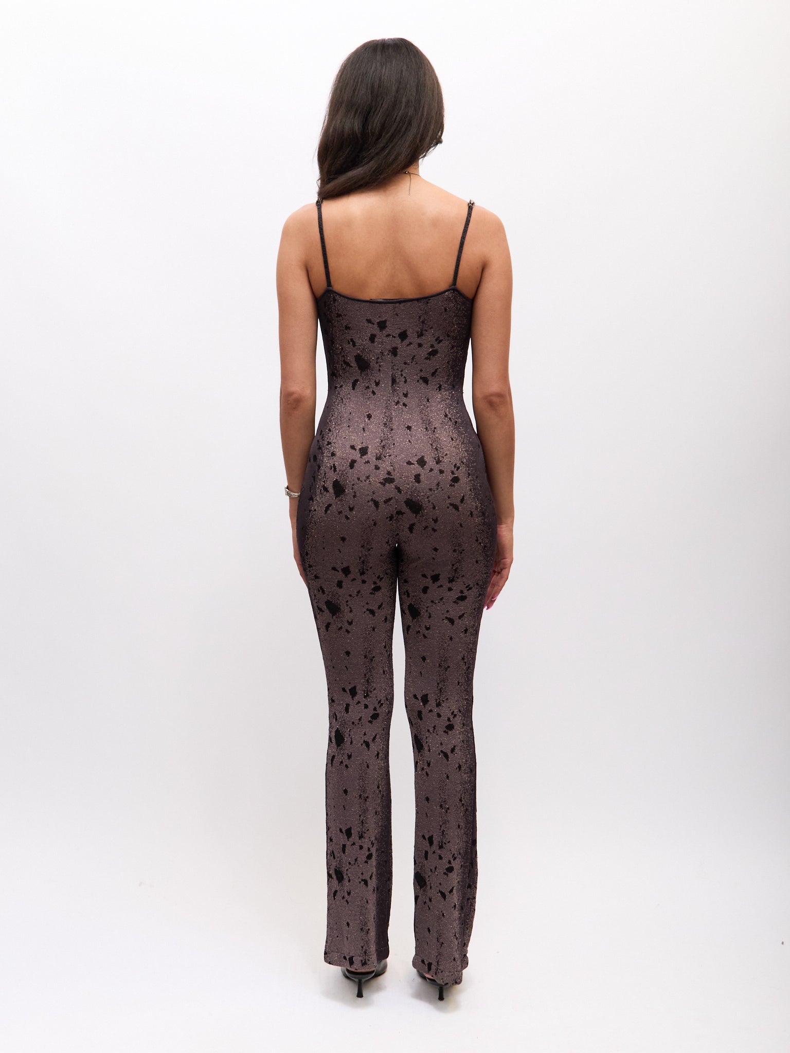 Roberto Cavalli CLASS Leopard Print Knit Shimmer Jumpsuit