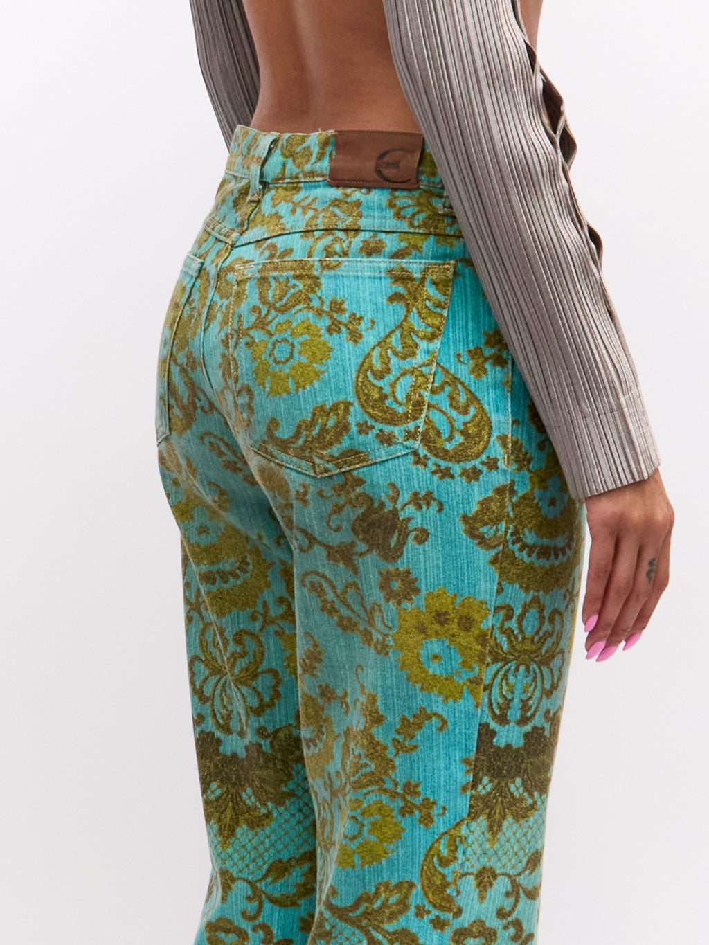 Just Cavalli Blue Green Lace Pattern Pants