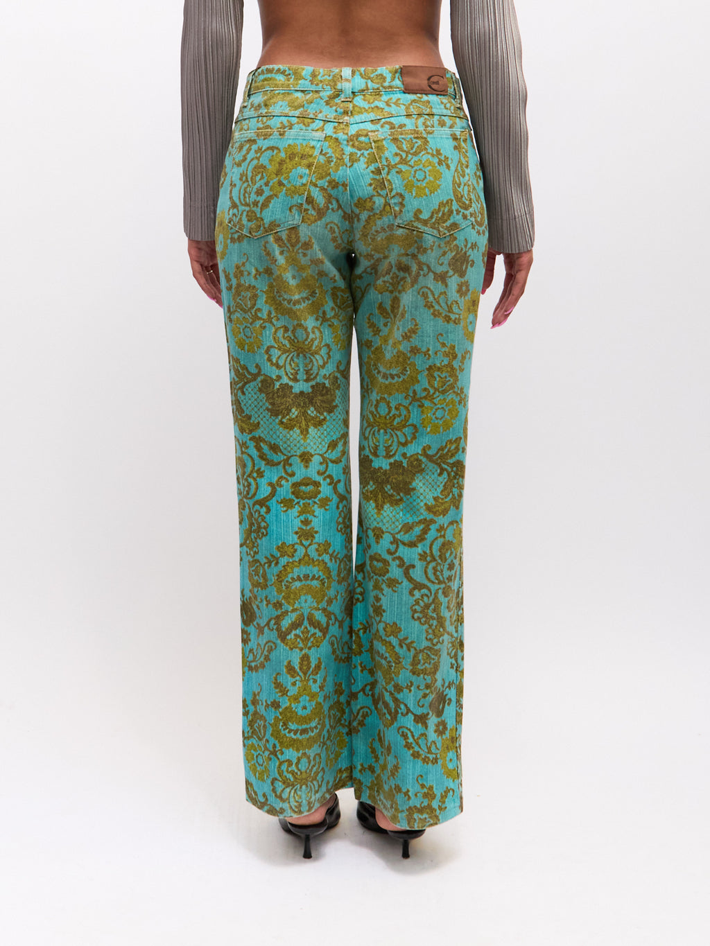 Just Cavalli Blue Green Lace Pattern Pants