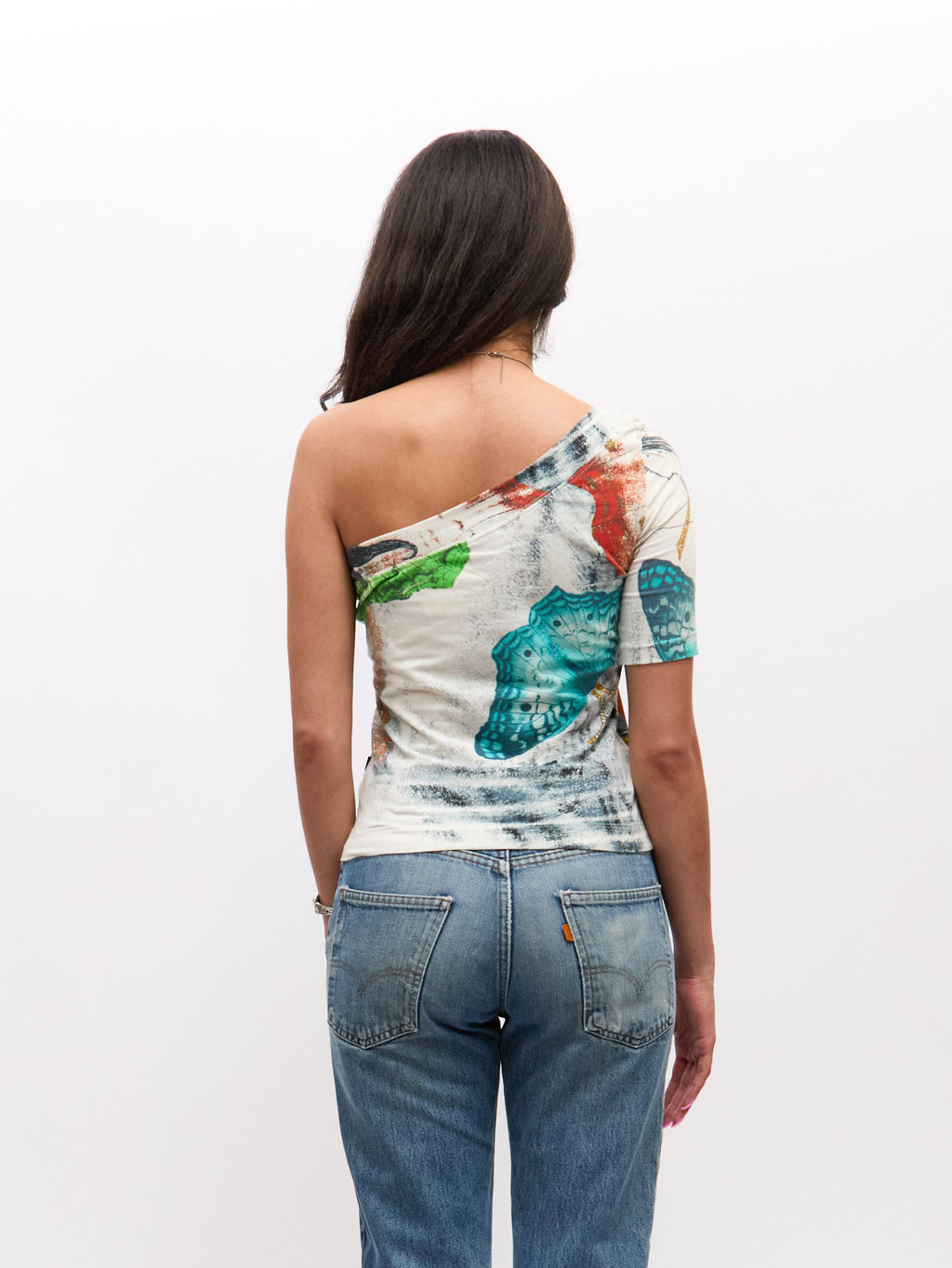 Just Cavalli One Shoulder Butterfly Print Top