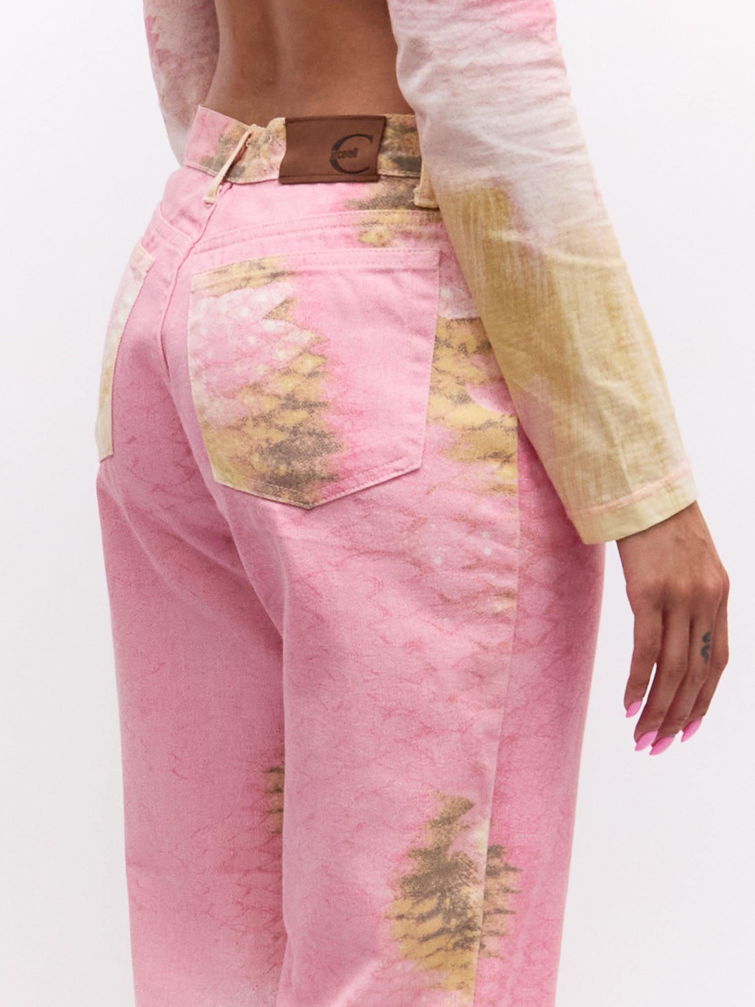 Just Cavalli Pink Tan Scale Print Pants Set