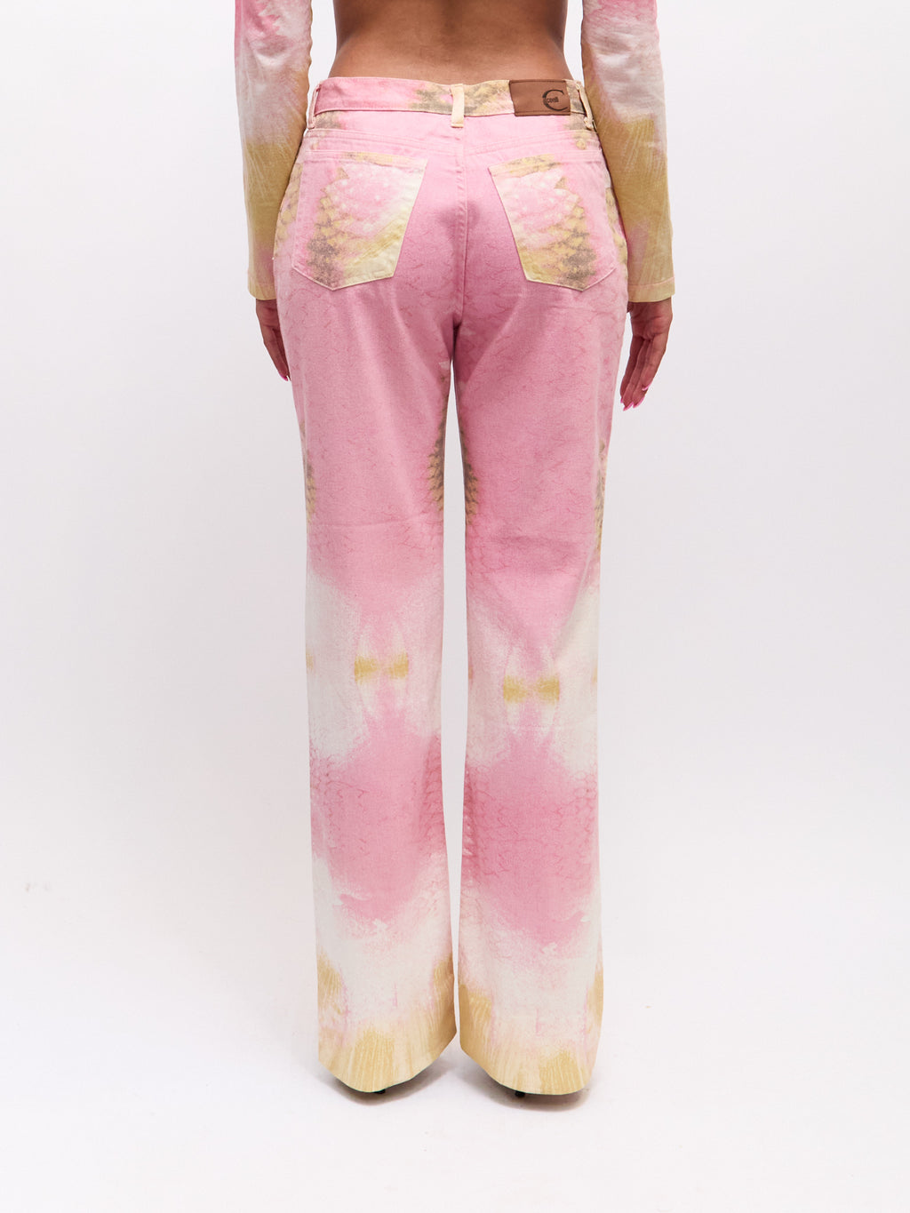 Just Cavalli Pink Tan Scale Print Pants Set