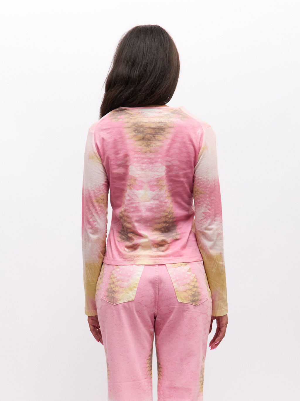 Just Cavalli Pink Tan Scale Print Pants Set