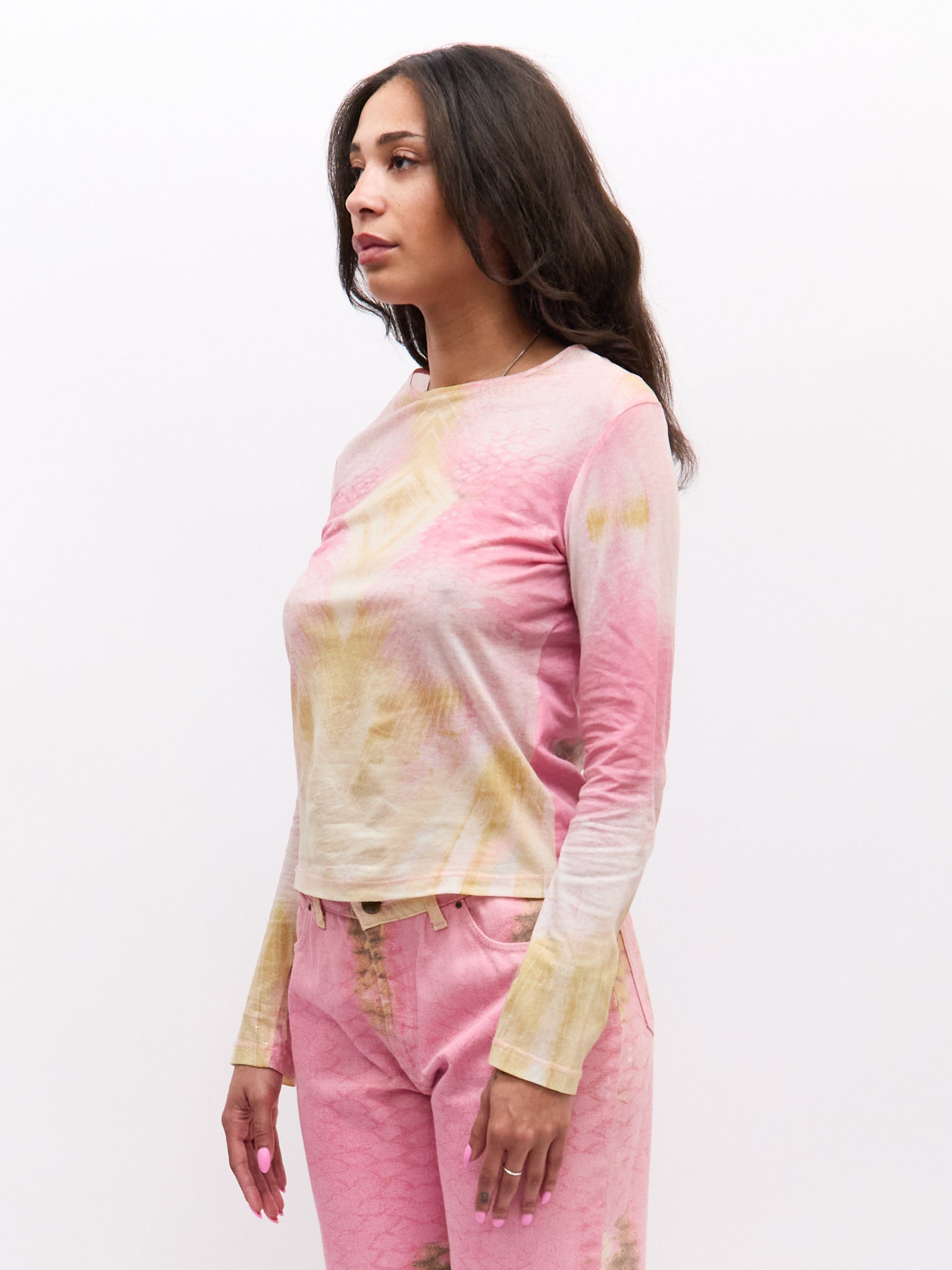 Just Cavalli Pink Tan Scale Print Pants Set
