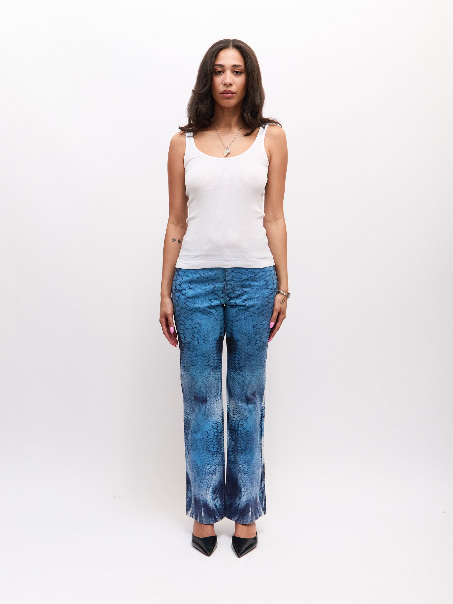 Just Cavalli Blue Scale Print Pants
