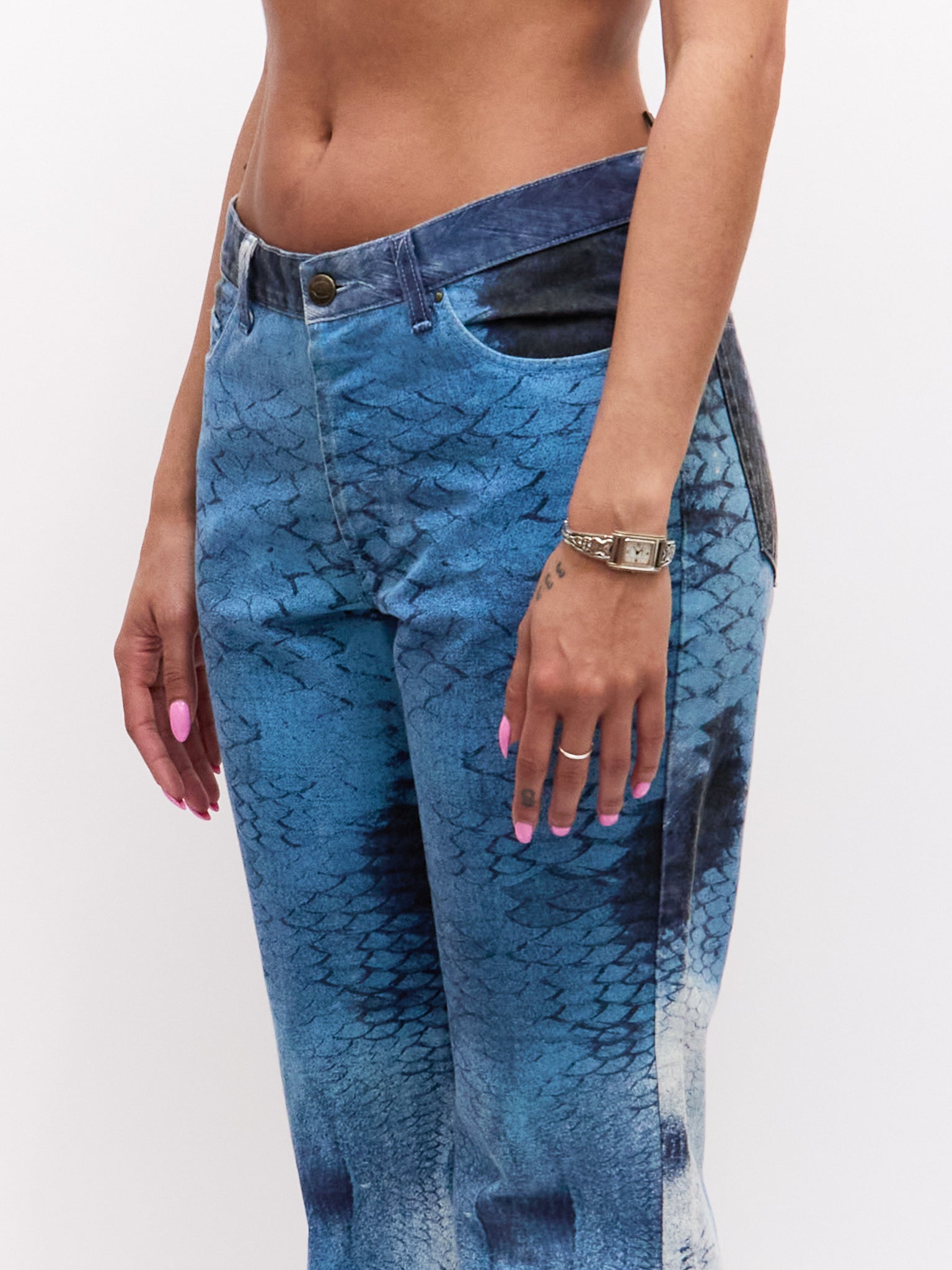 Just Cavalli Blue Scale Print Pants