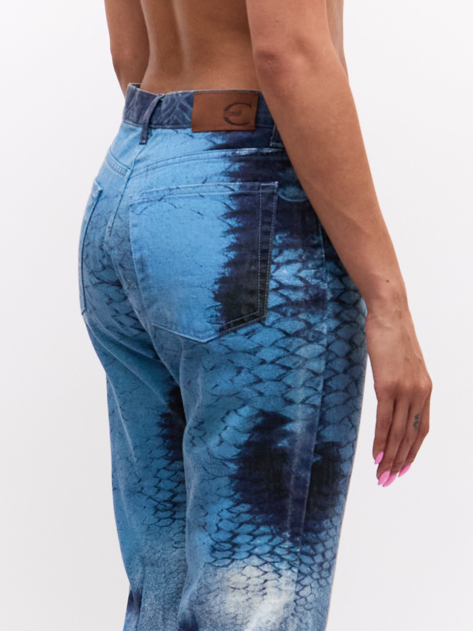 Just Cavalli Blue Scale Print Pants