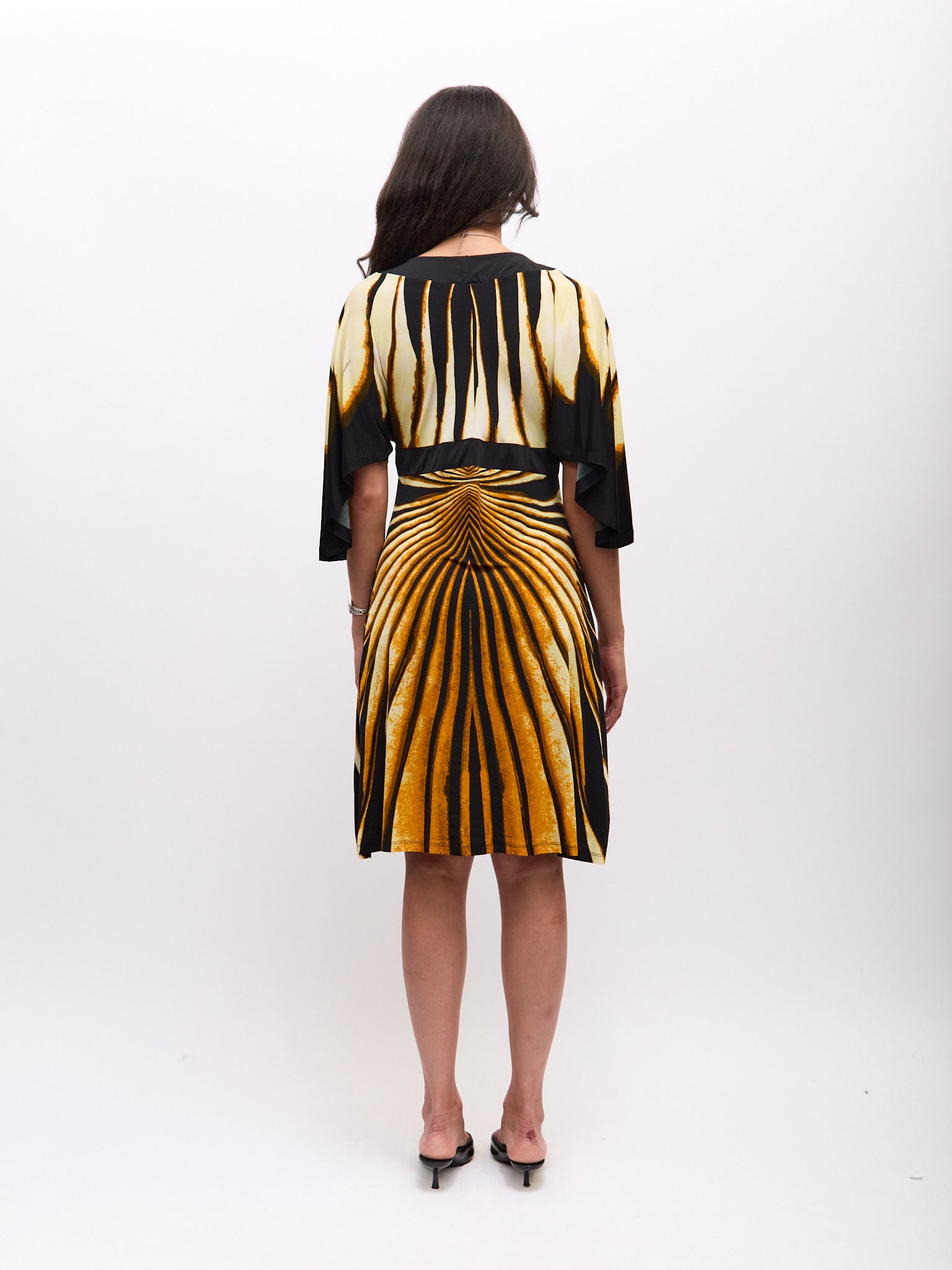 Roberto Cavalli Blue Butterfly Sleeve Dress