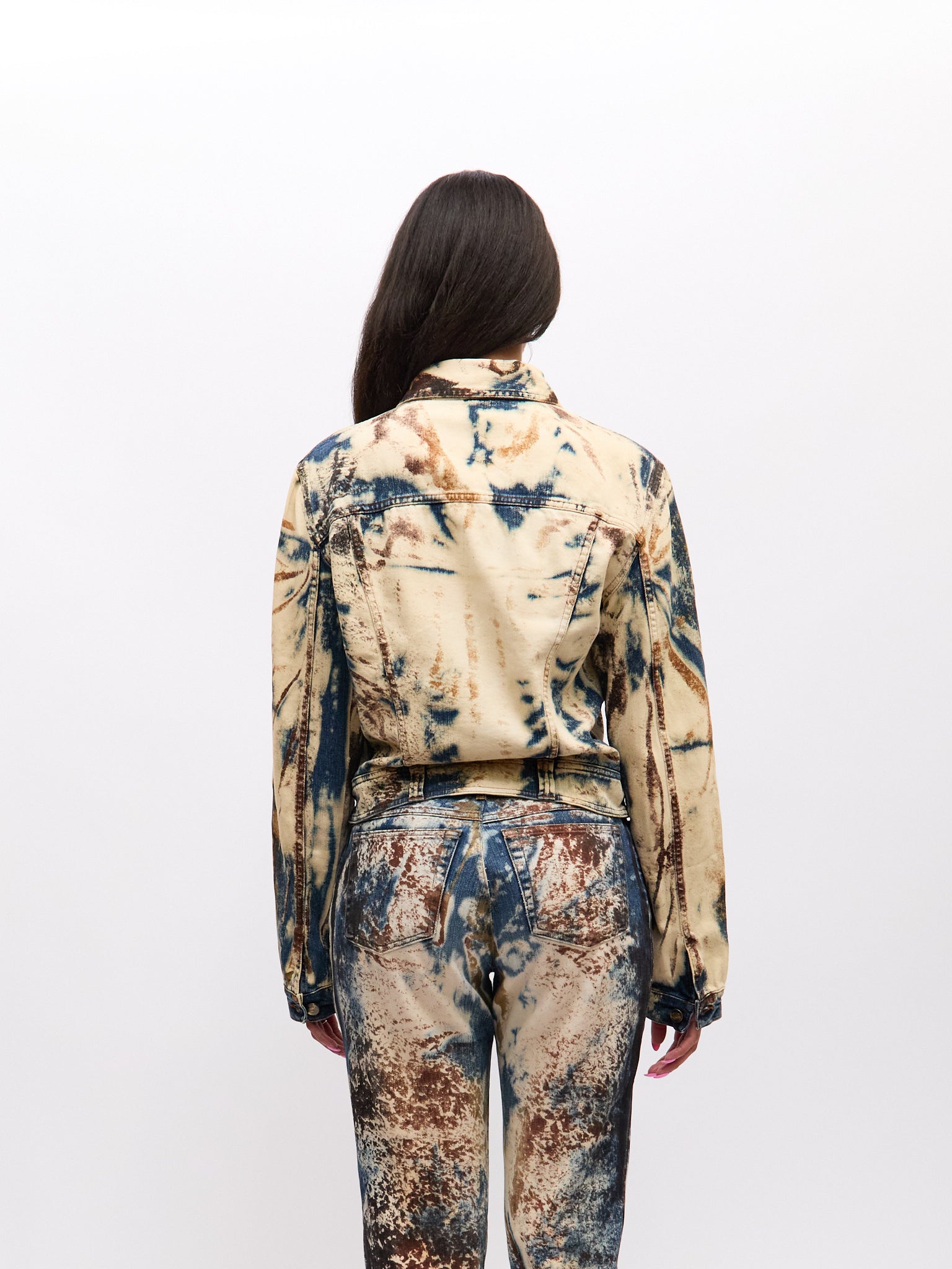 Just Cavalli Blue Brown Print Denim Jacket