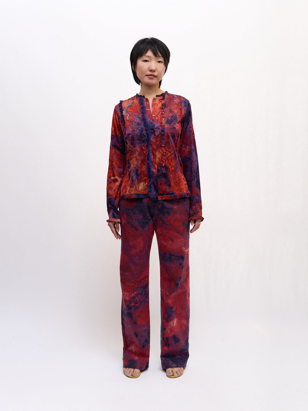 Just Cavalli Red Purple Volcanic Print Pants