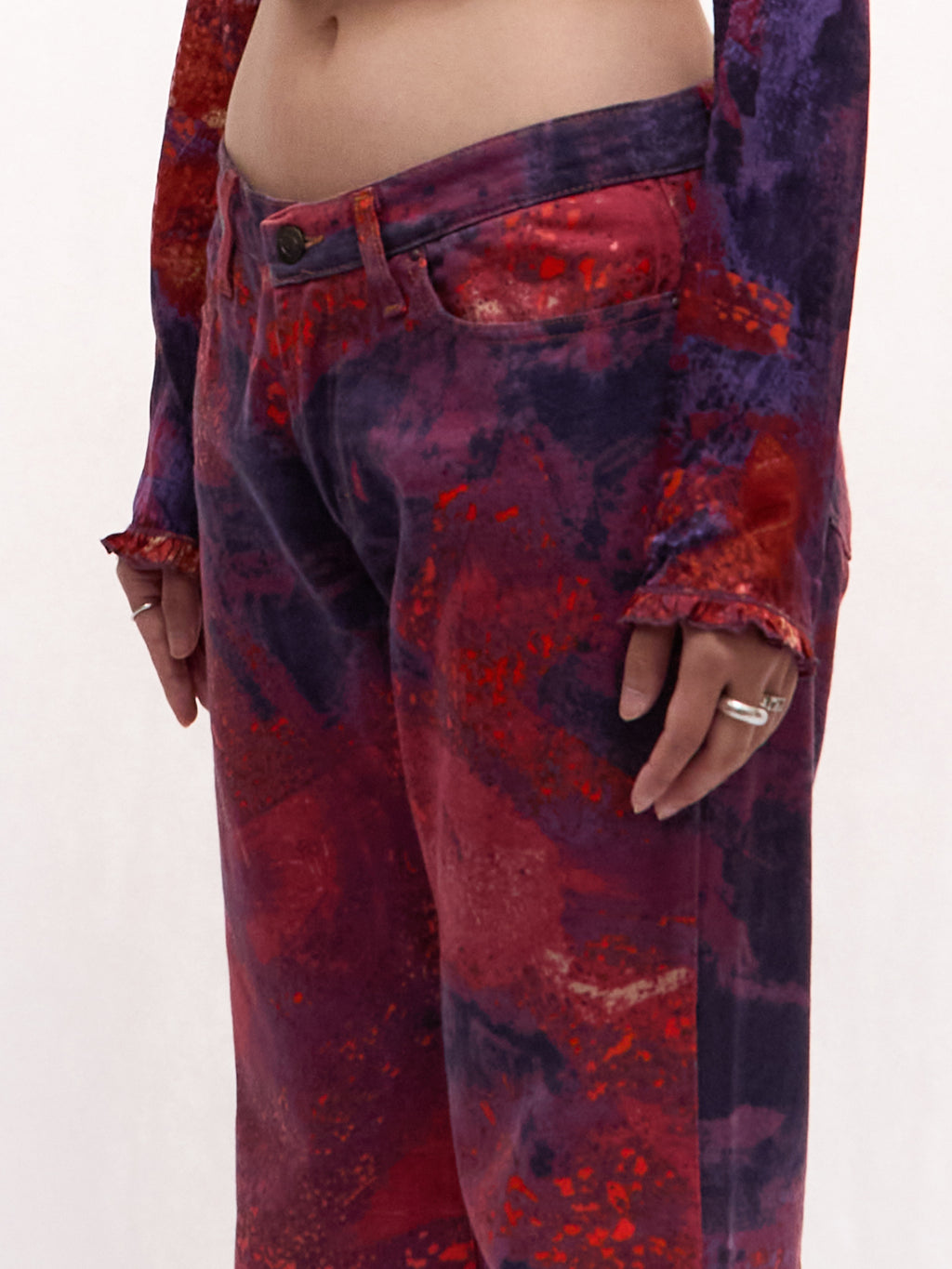 Just Cavalli Red Purple Volcanic Print Pants