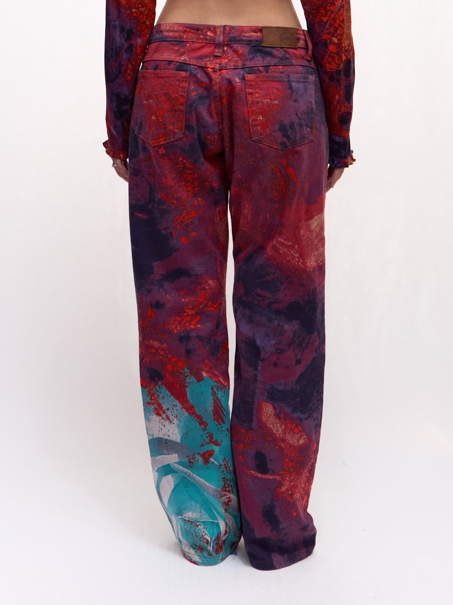 Just Cavalli Red Purple Volcanic Print Pants