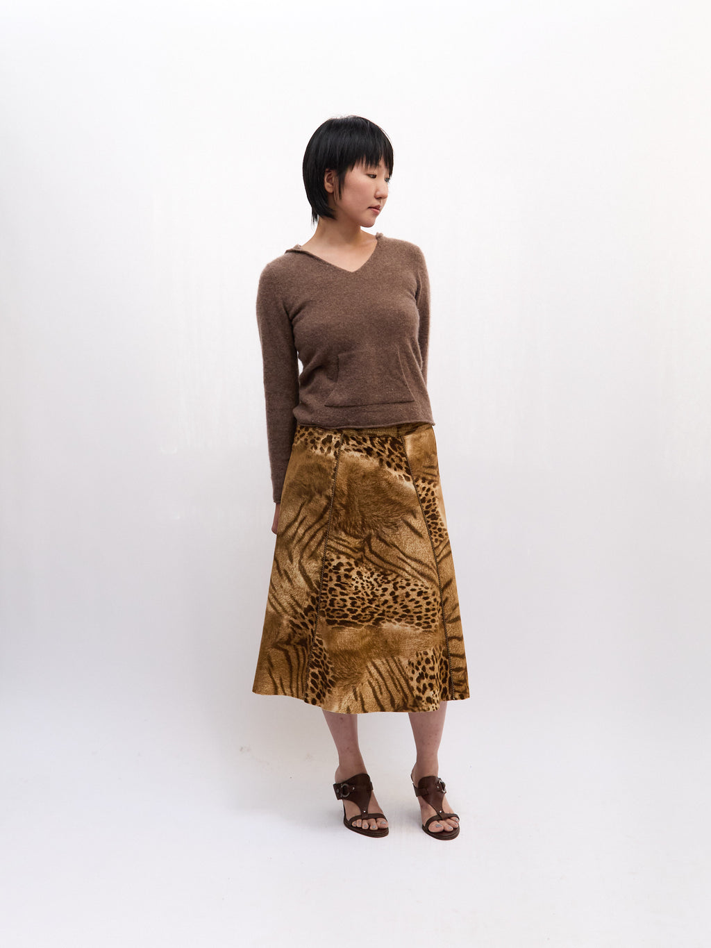 Roberto Cavalli CLASS Cheetah Multi Patchwork Skirt