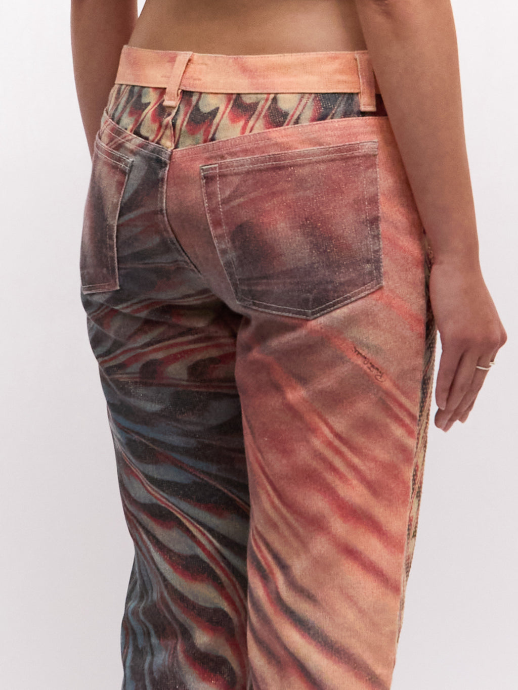 SS 2001 Roberto Cavalli Orange Psychedelic Print Rhinestone Pants