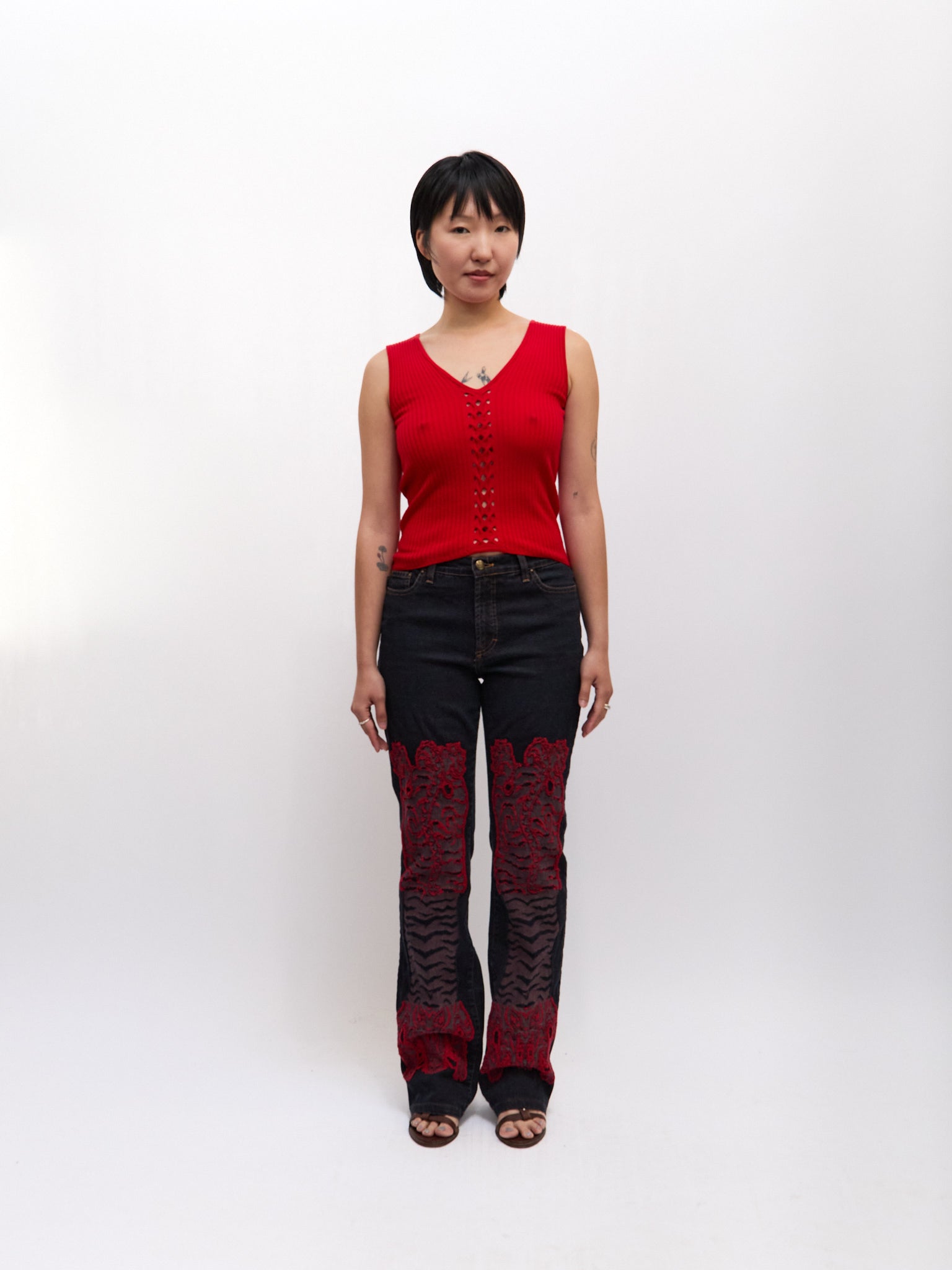 Just Cavalli Red Tiger Patch Pants Set