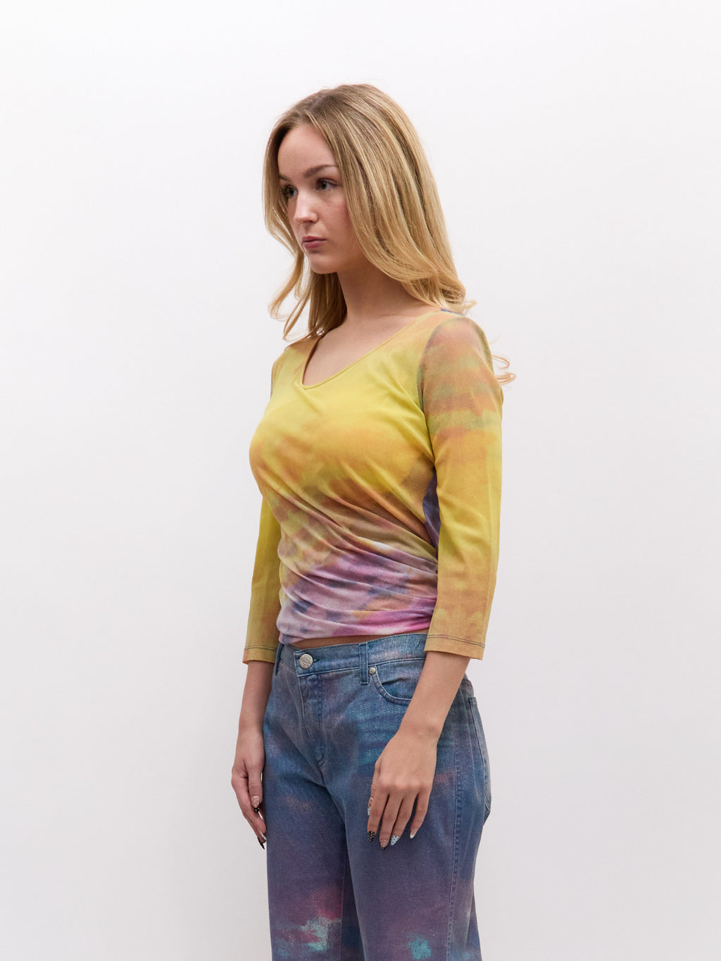Cavalli Jeans Yellow Purple Top