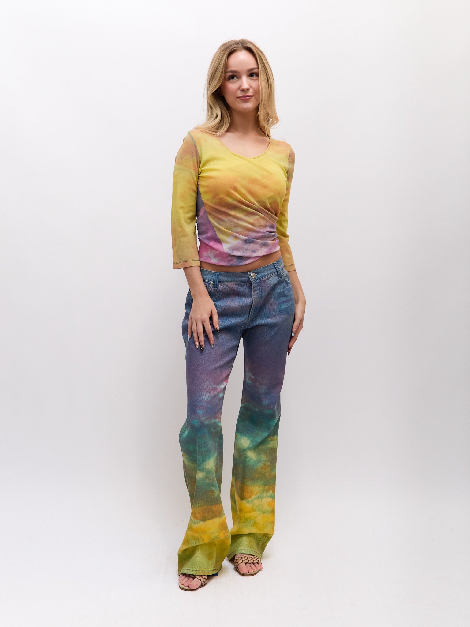 Cavalli Jeans Yellow Purple Top