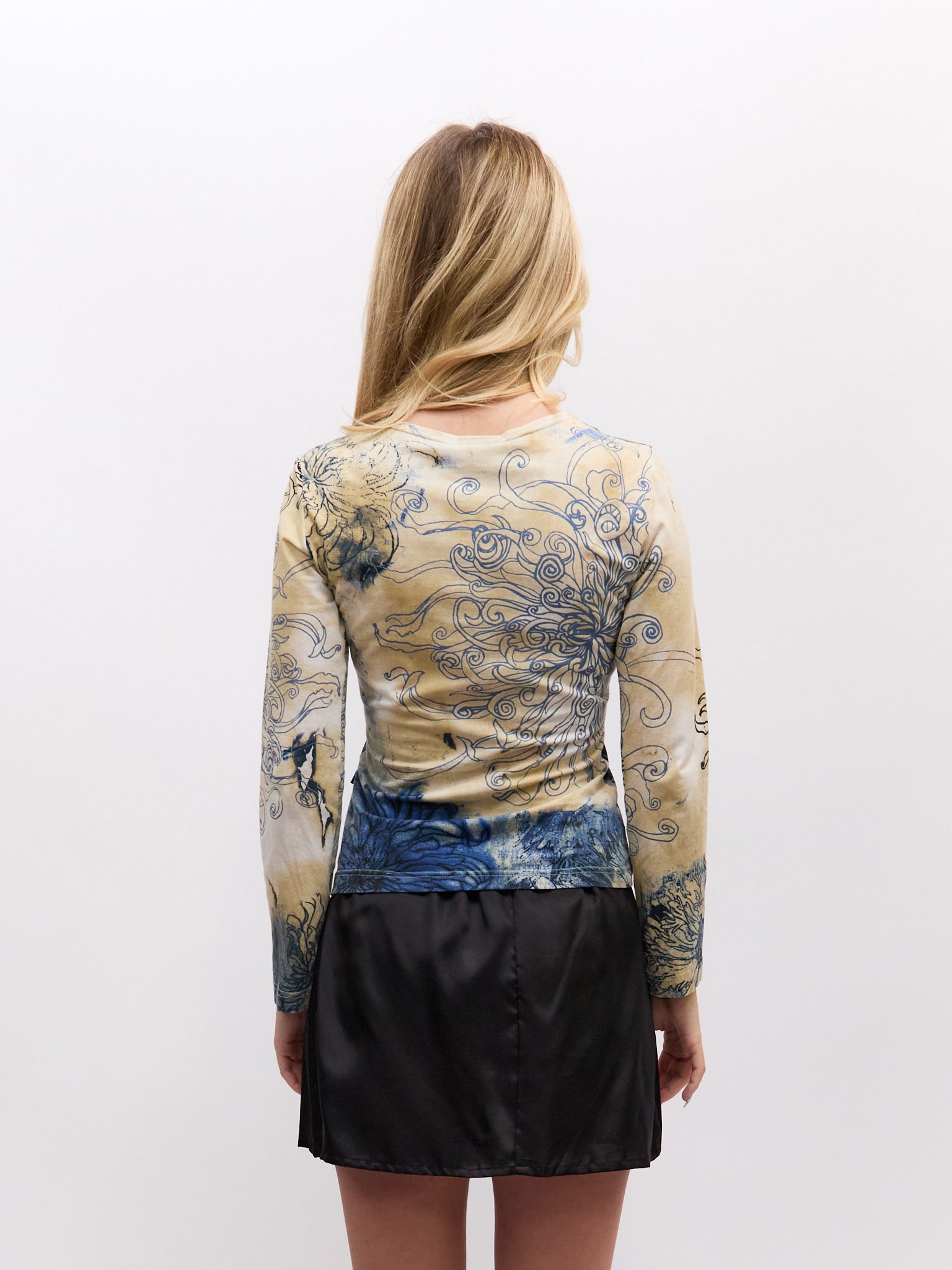 Just Cavalli Tattoo Peony Print Top