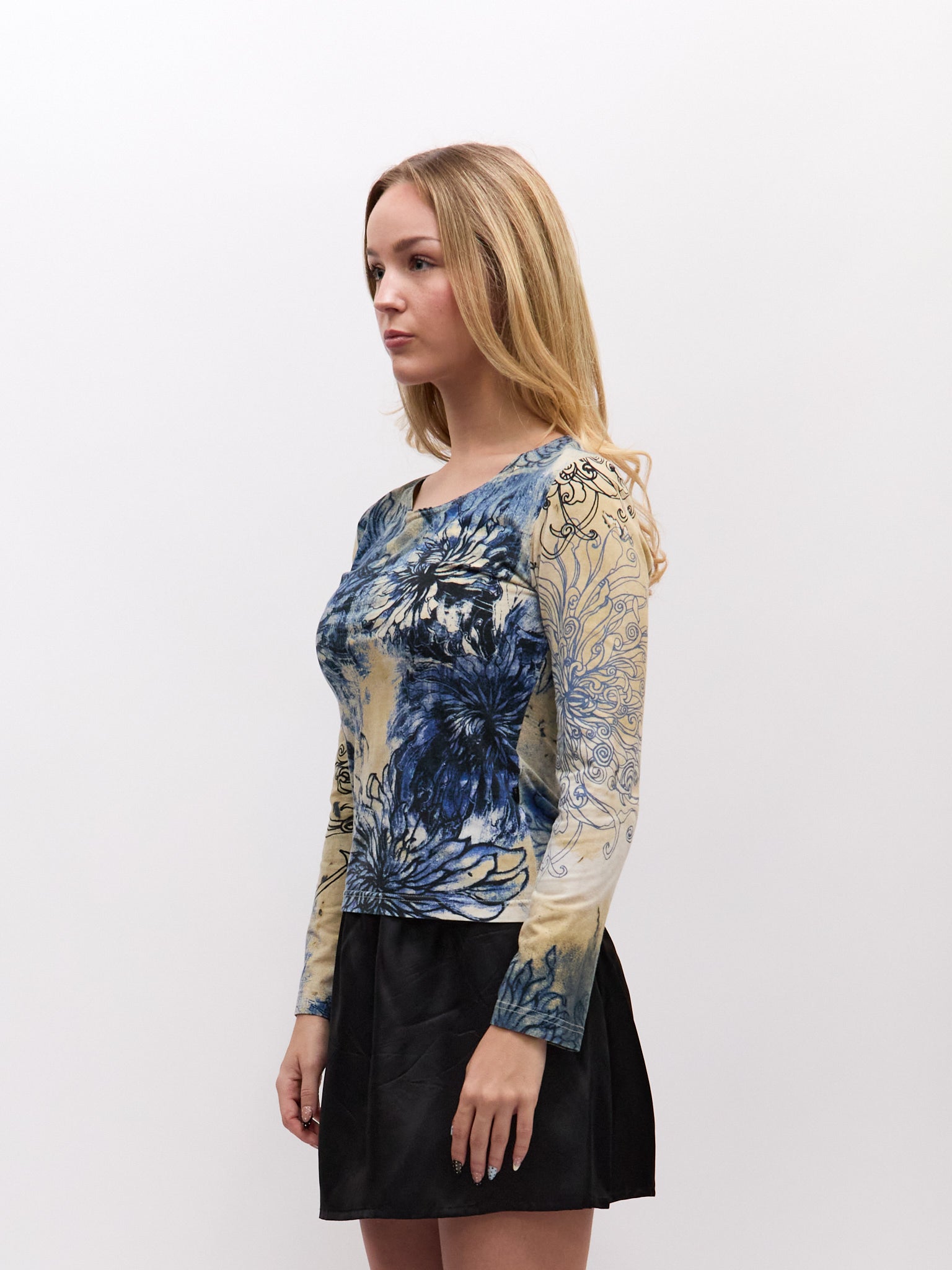 Just Cavalli Tattoo Peony Print Top