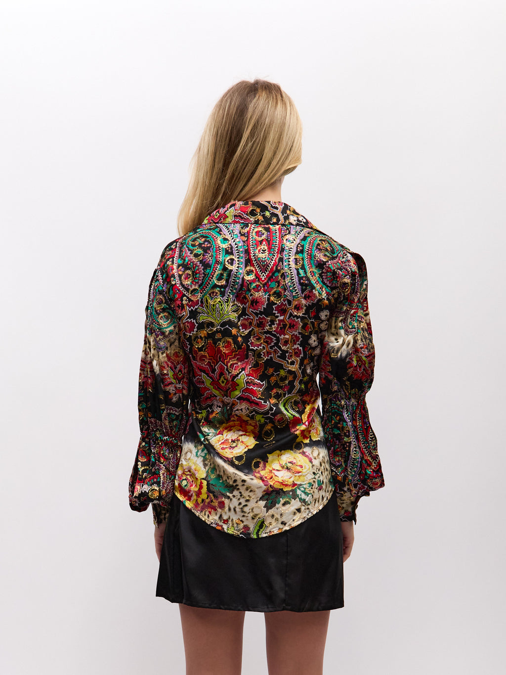 Just Cavalli Multi Print Black Glitter Blouse