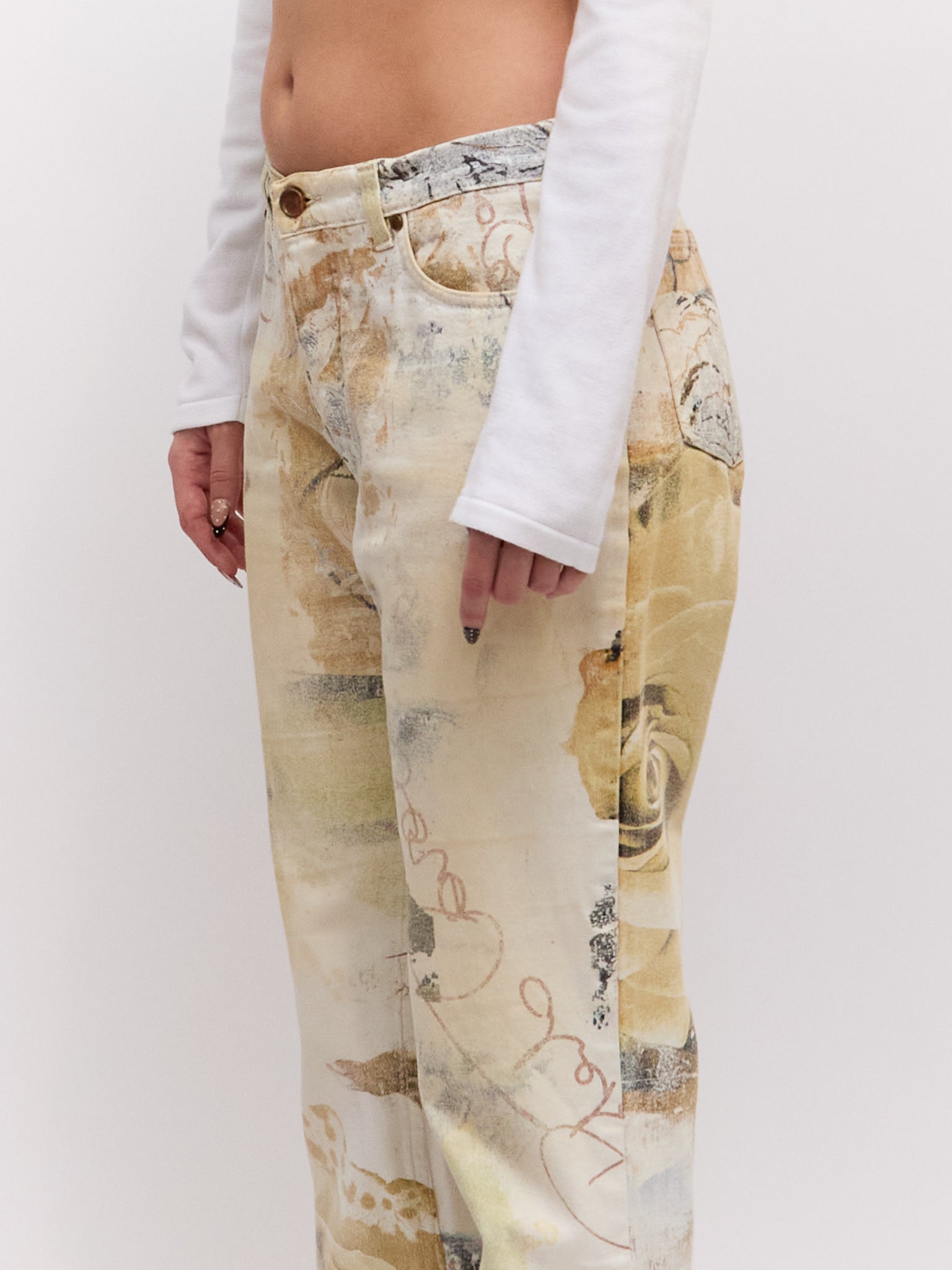 Roberto Cavalli Yellow Multi Mix Print Pants