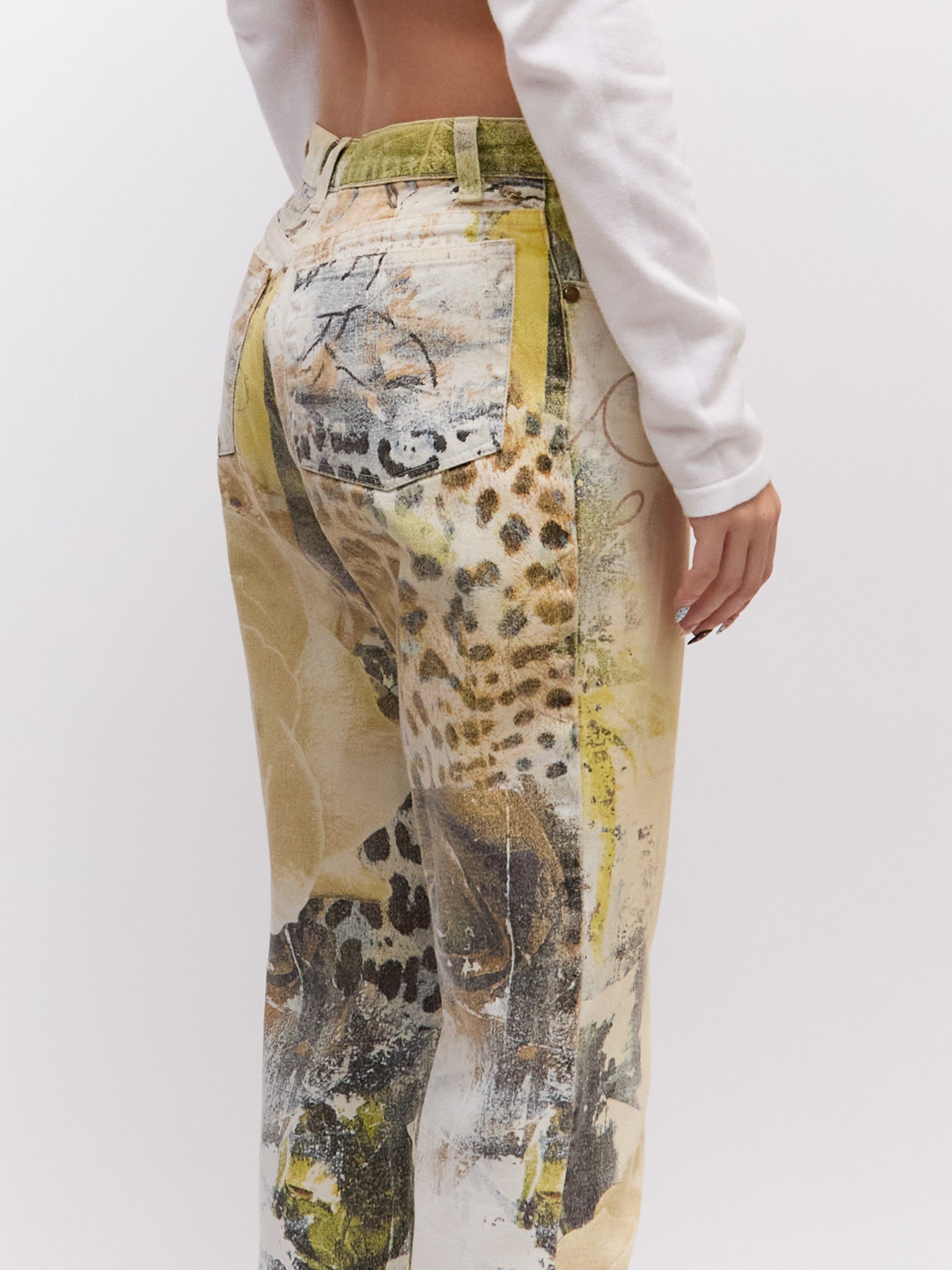 Roberto Cavalli Yellow Multi Mix Print Pants