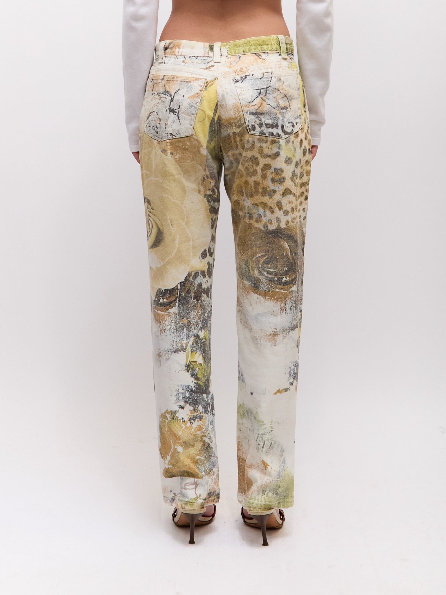 Roberto Cavalli Yellow Multi Mix Print Pants