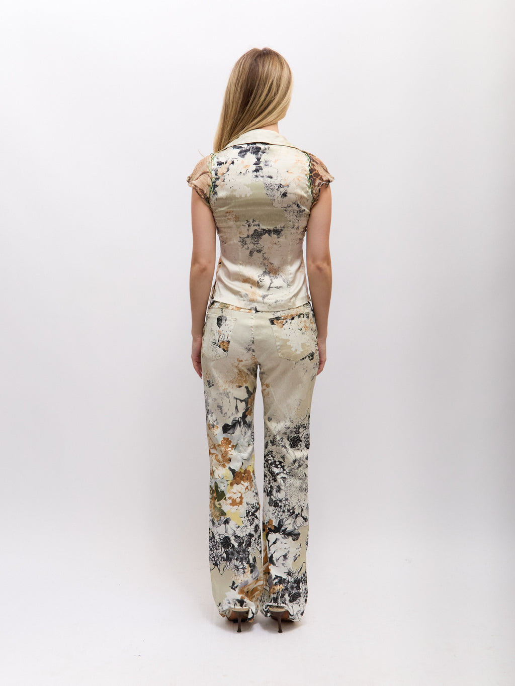 Just Cavalli Light Green Floral Pants [PANTS ONLY]