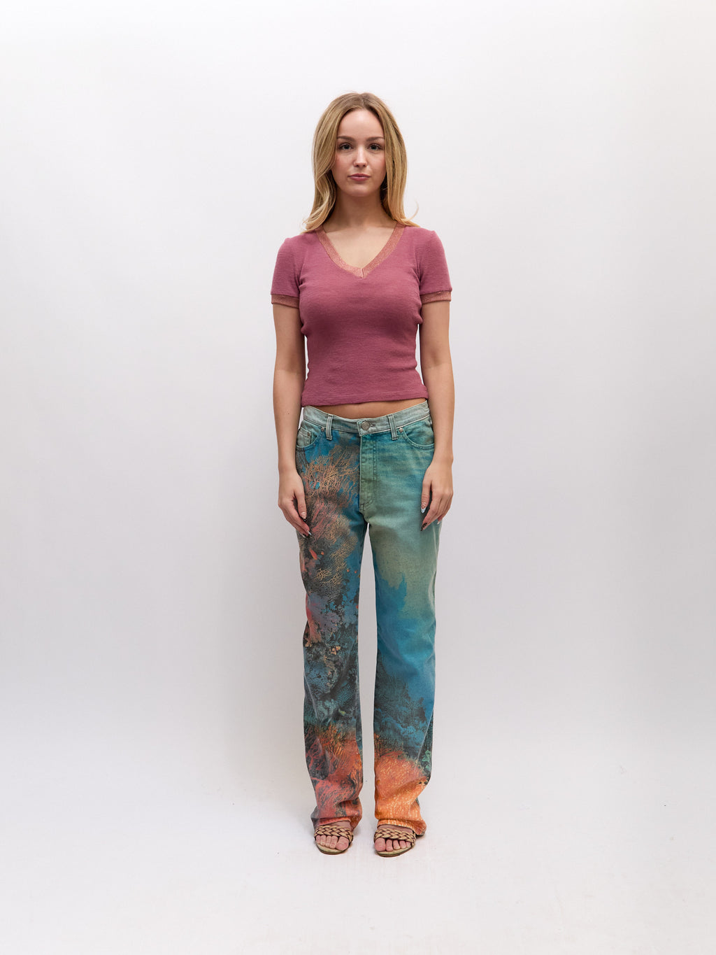 Cavalli Jeans Blue Underwater Print Pants