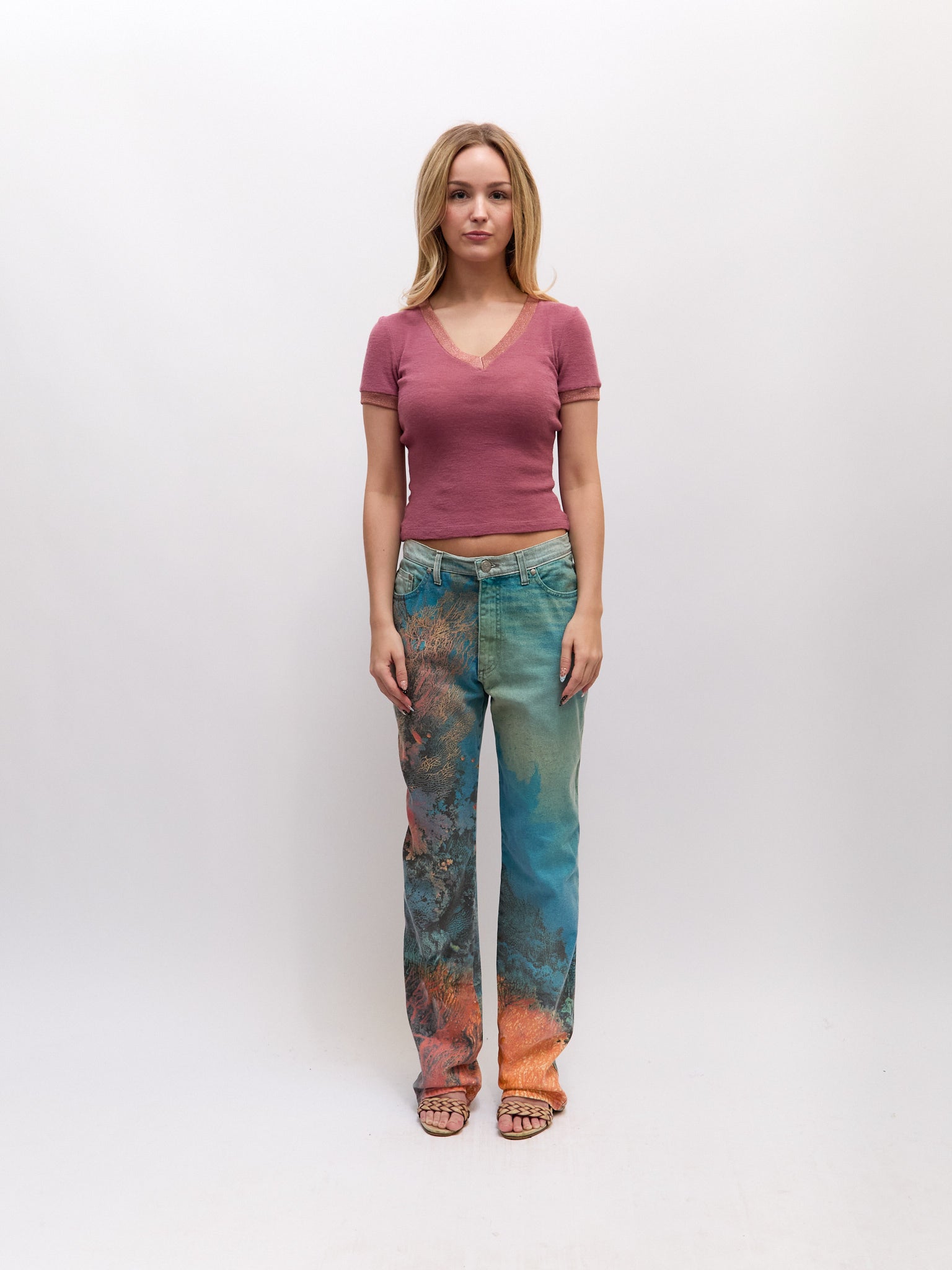 Cavalli Jeans Blue Underwater Print Pants