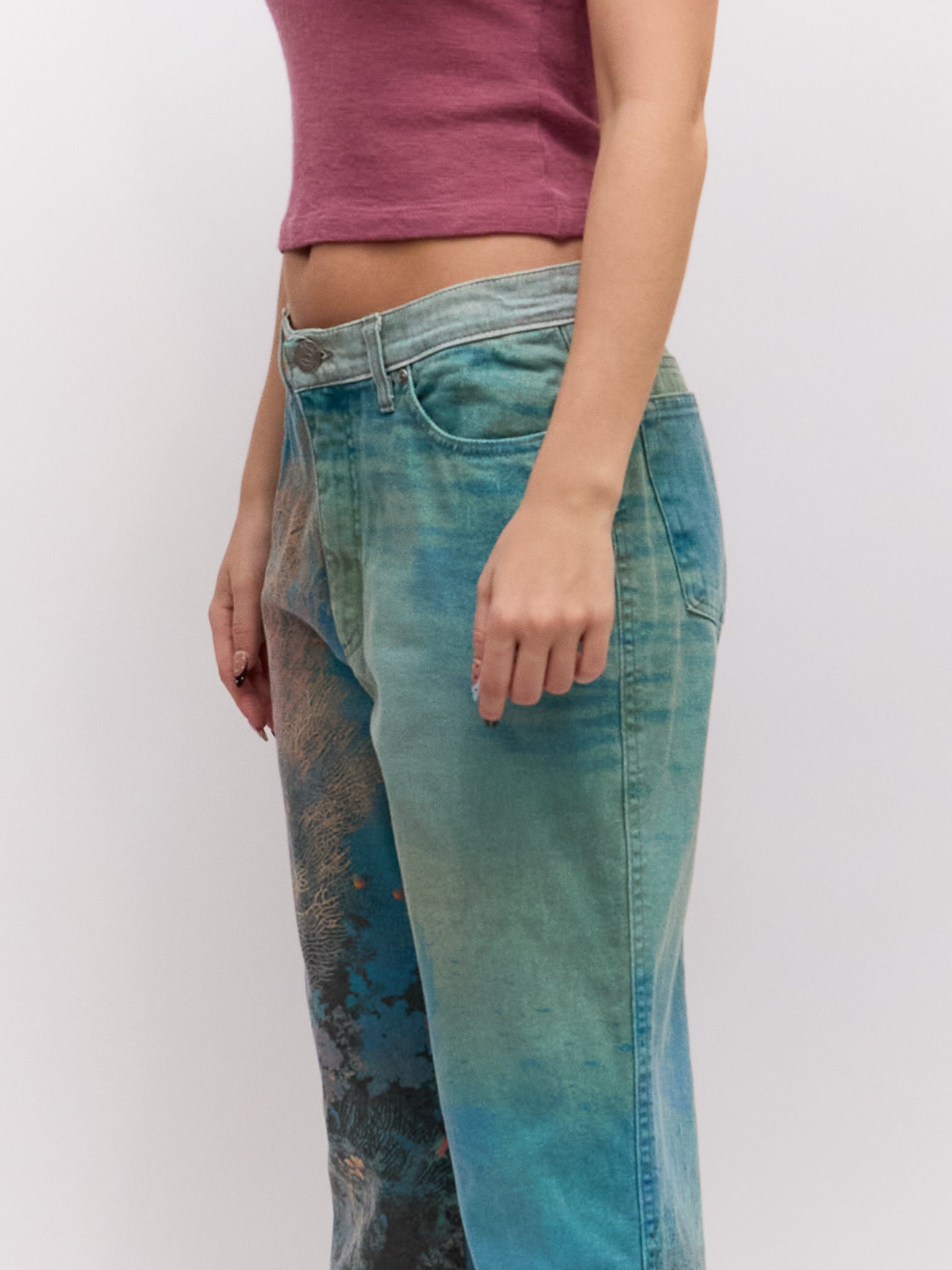 Cavalli Jeans Blue Underwater Print Pants