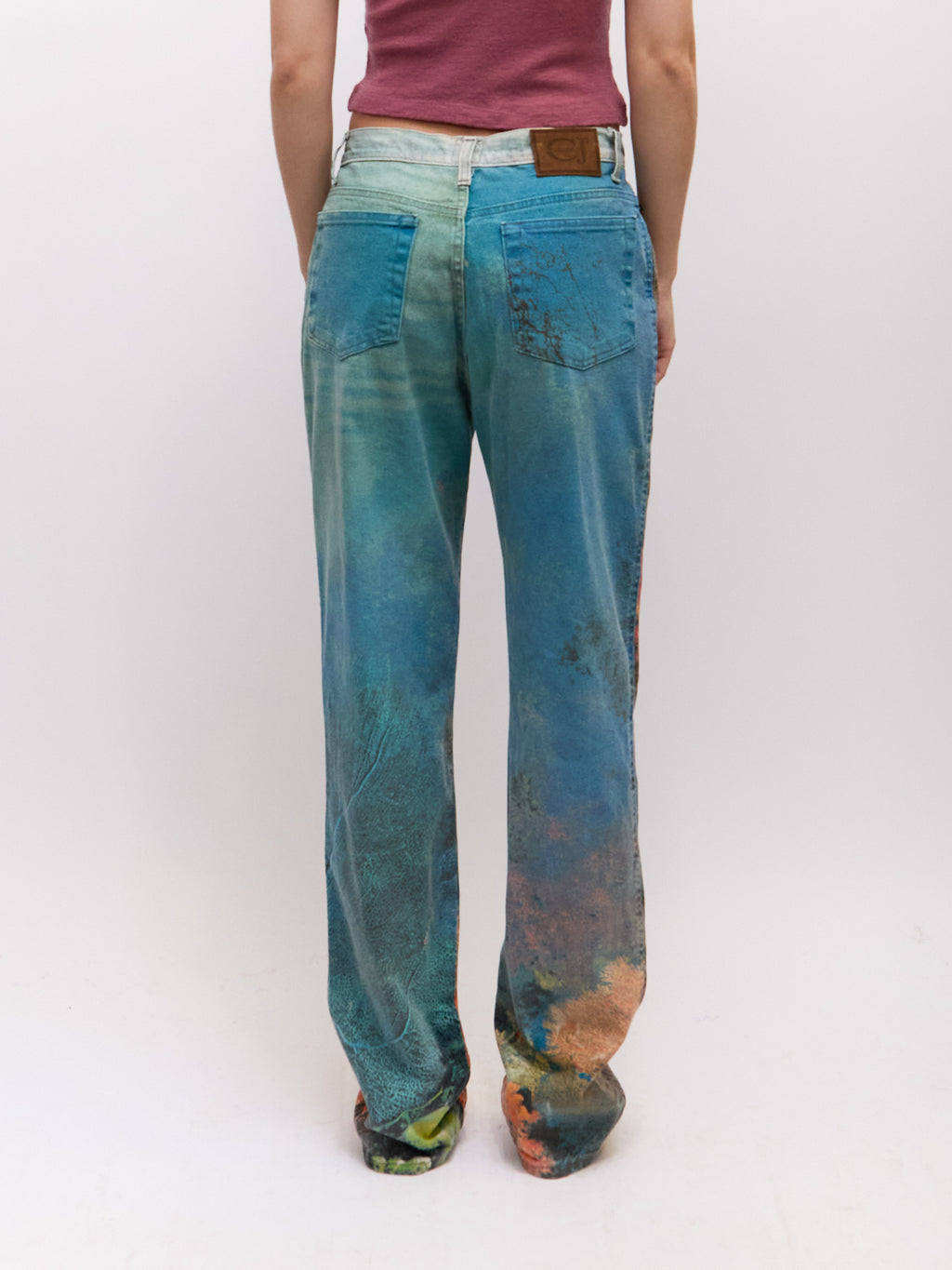 Cavalli Jeans Blue Underwater Print Pants