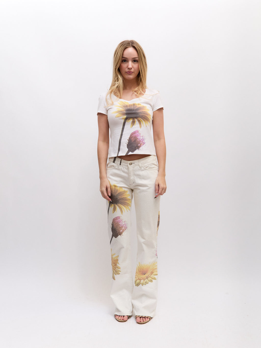 Roberto Cavalli Daisy Print Pants [BOTTOM ONLY]