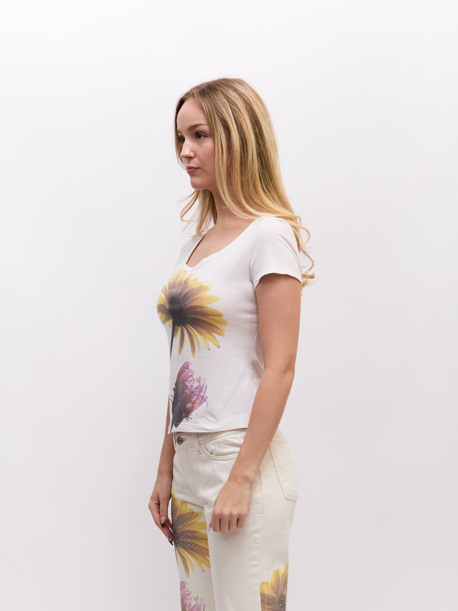 Roberto Cavalli Daisy Print T-Shirt [TOP ONLY]