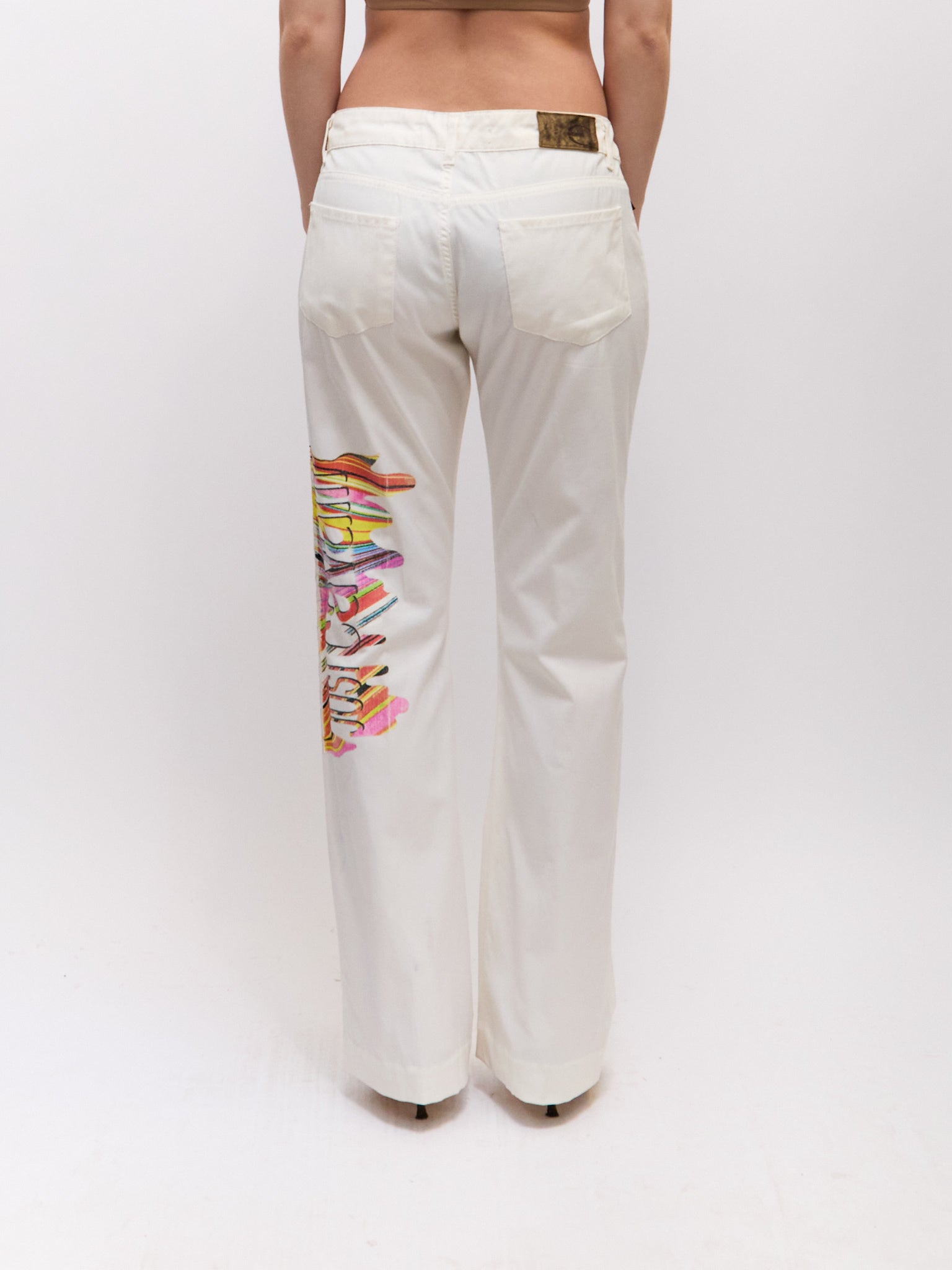 Just Cavalli White Rainbow Flower Stripe Pants Set
