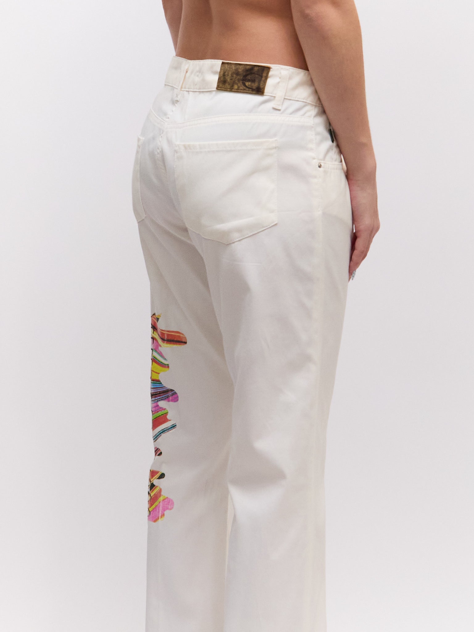 Just Cavalli White Rainbow Flower Stripe Pants Set