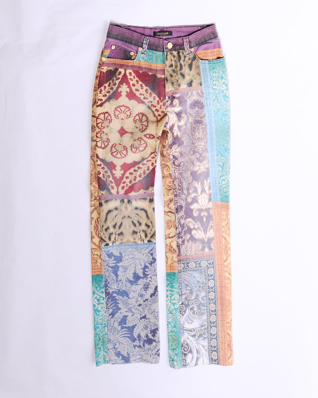 Roberto Cavalli Patchwork Geometric Print Jeans Size S W26