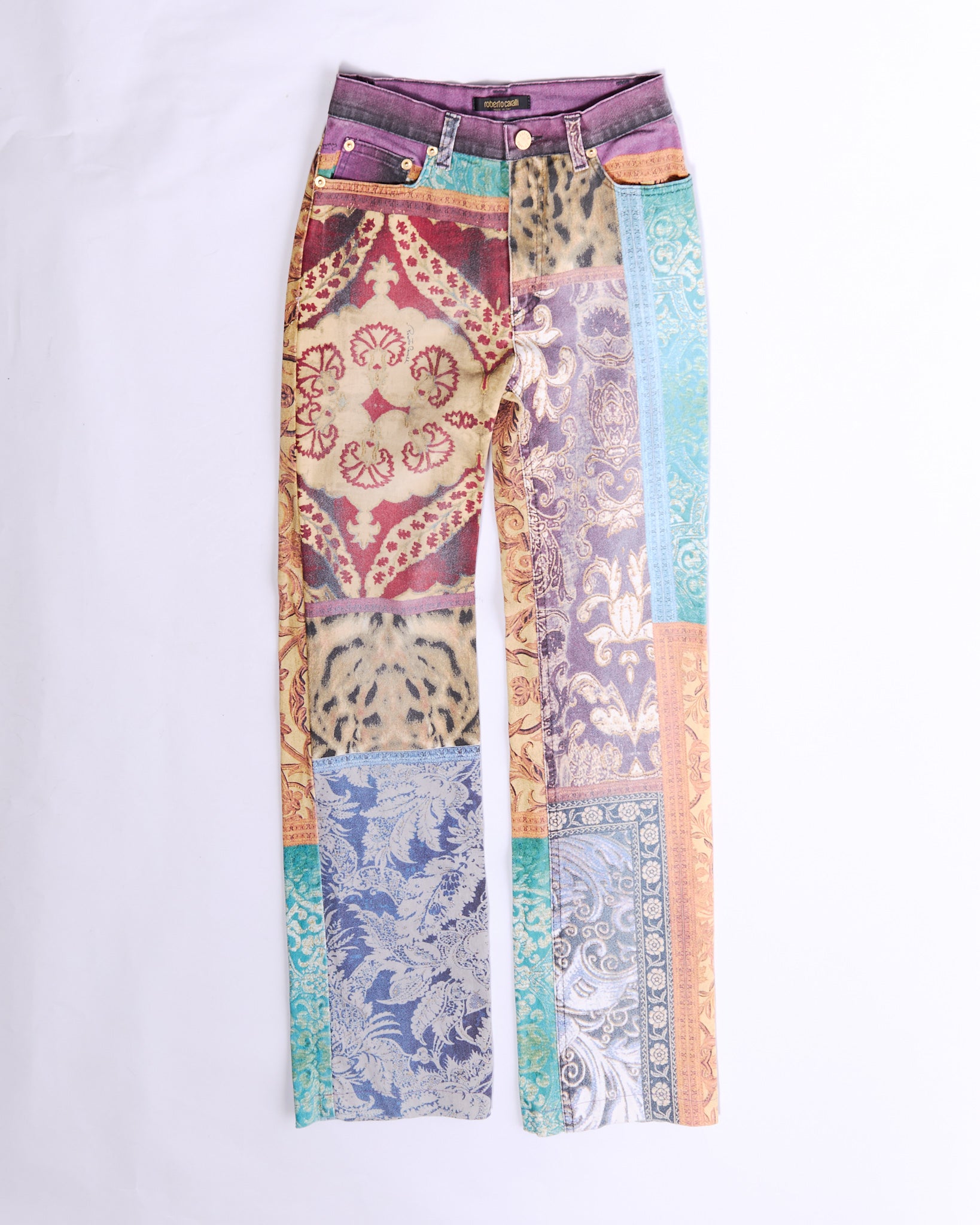 Roberto Cavalli Patchwork Geometric Print Jeans Size S W26