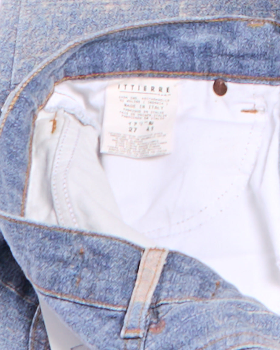 2000s Just Cavalli Trompe L'oeil Denim Print Patchwork Jeans Size S W28