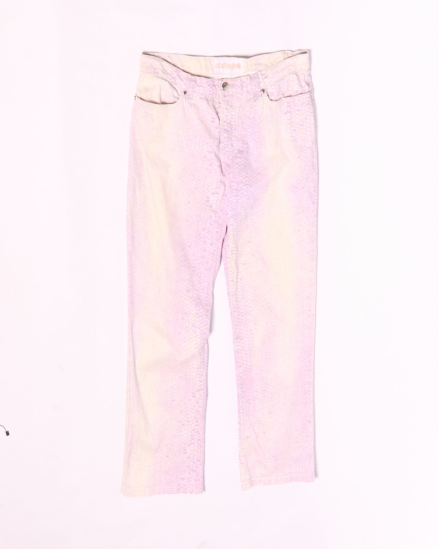 Roberto Cavalli Purple Gradient Snake Print Jeans W33