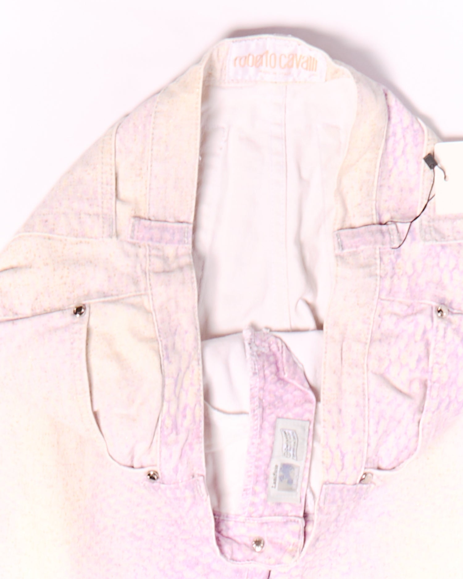 Roberto Cavalli Purple Gradient Snake Print Jeans W33
