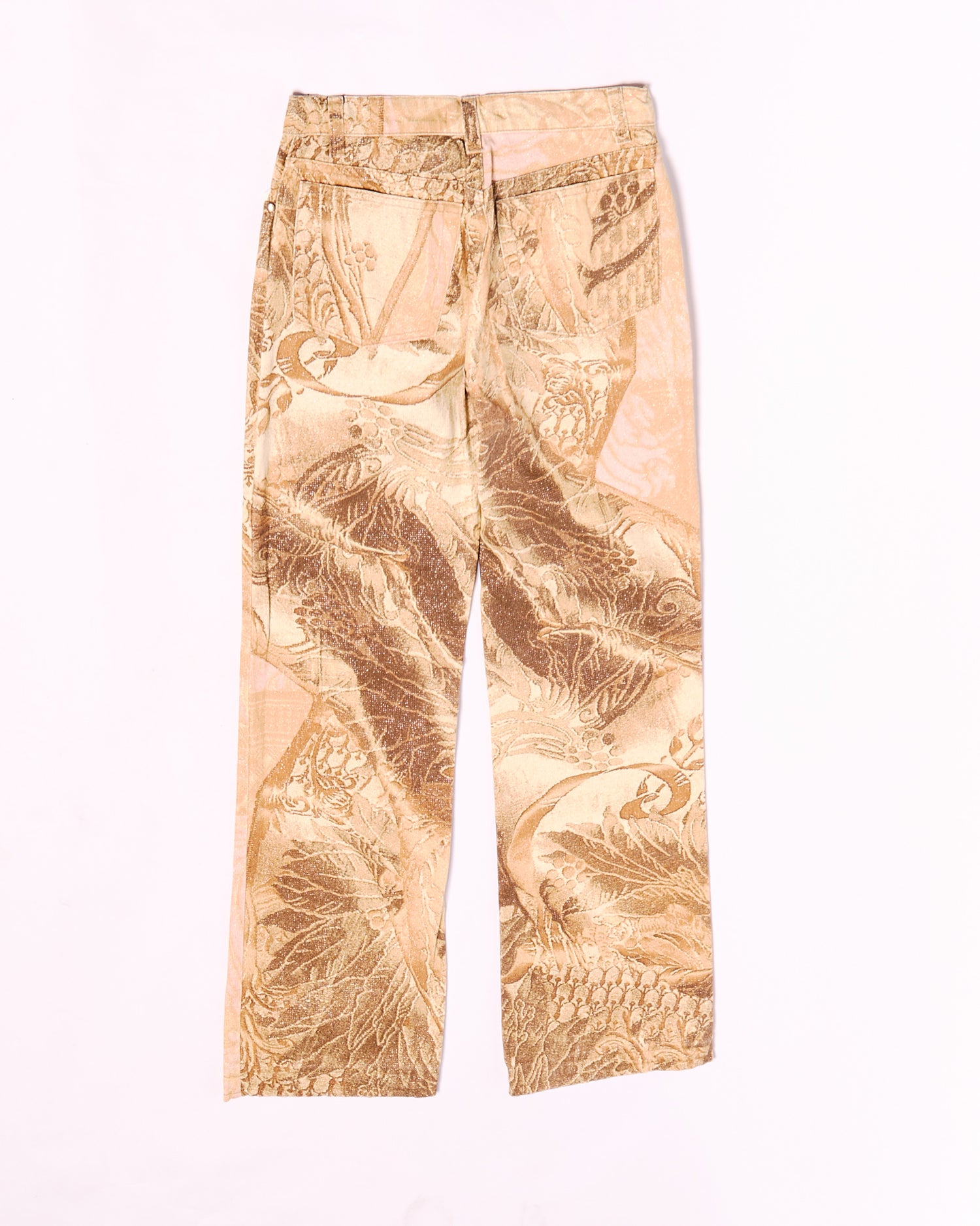 2000's Roberto Cavalli Gold Pink Renaissance Print Jeans Size M W29