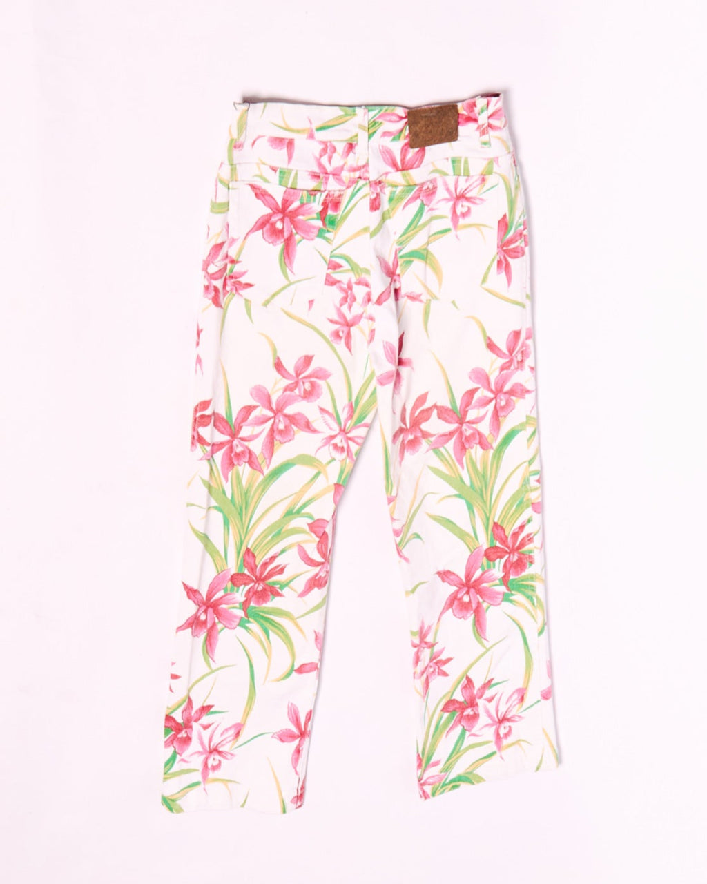 2000s Cavalli Jeans White Red Flower Print Jeans Size S W26