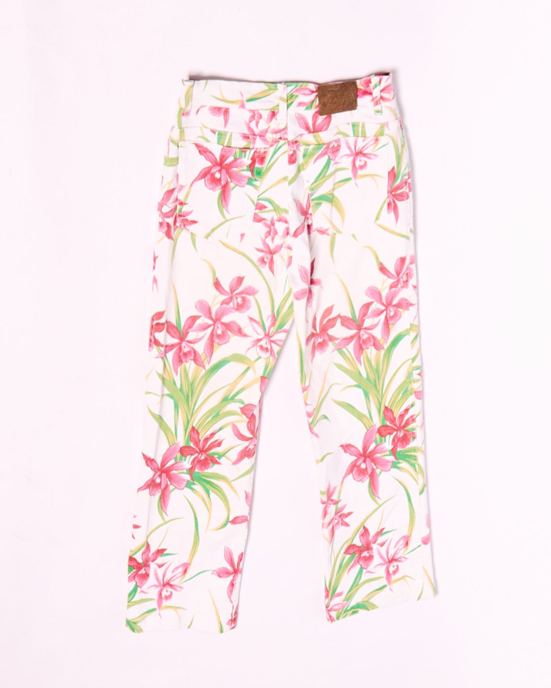 2000s Cavalli Jeans White Red Flower Print Jeans Size S W26