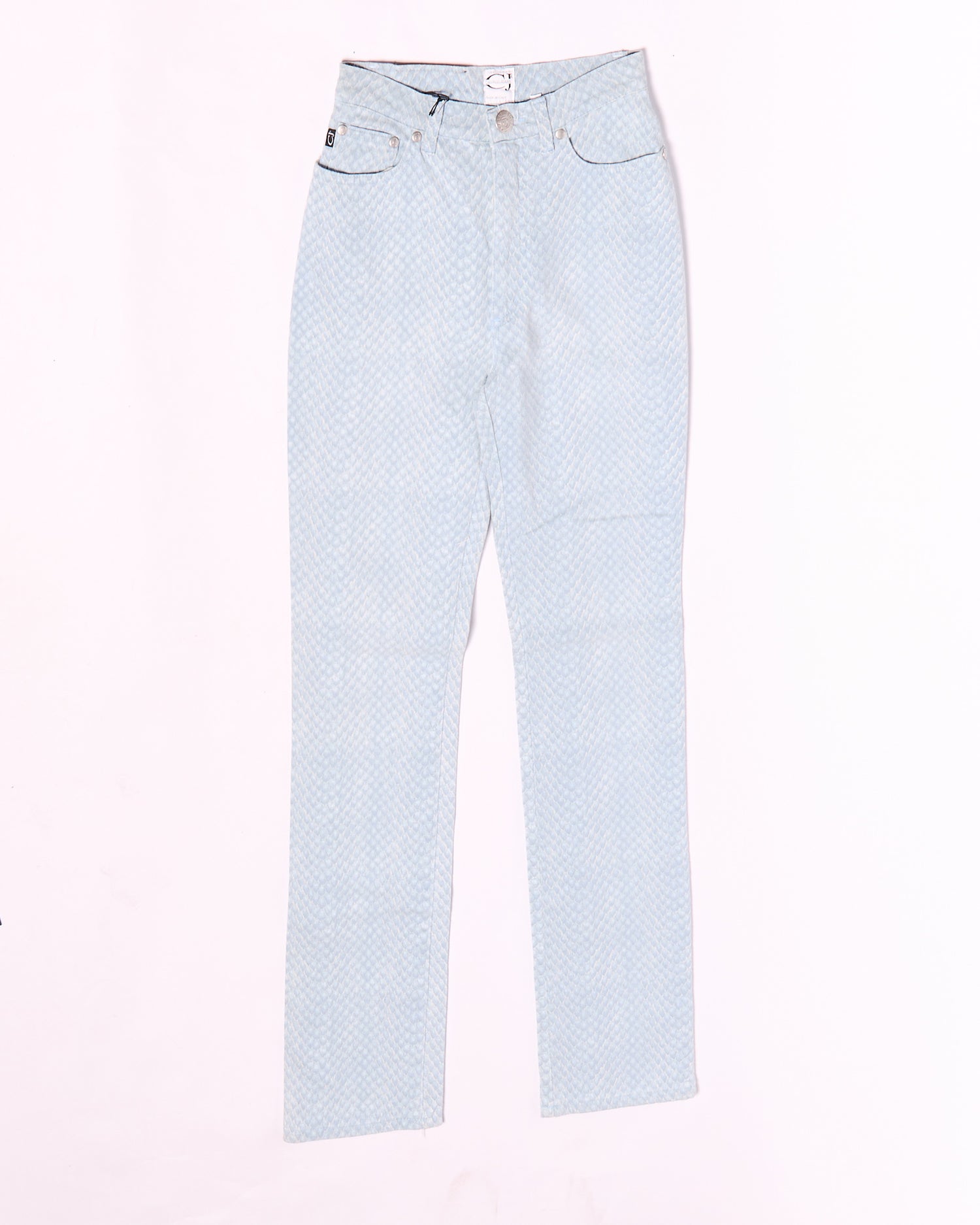 2000s Cavalli Jeans Light Blue Snakeskin Jeans Size S W28
