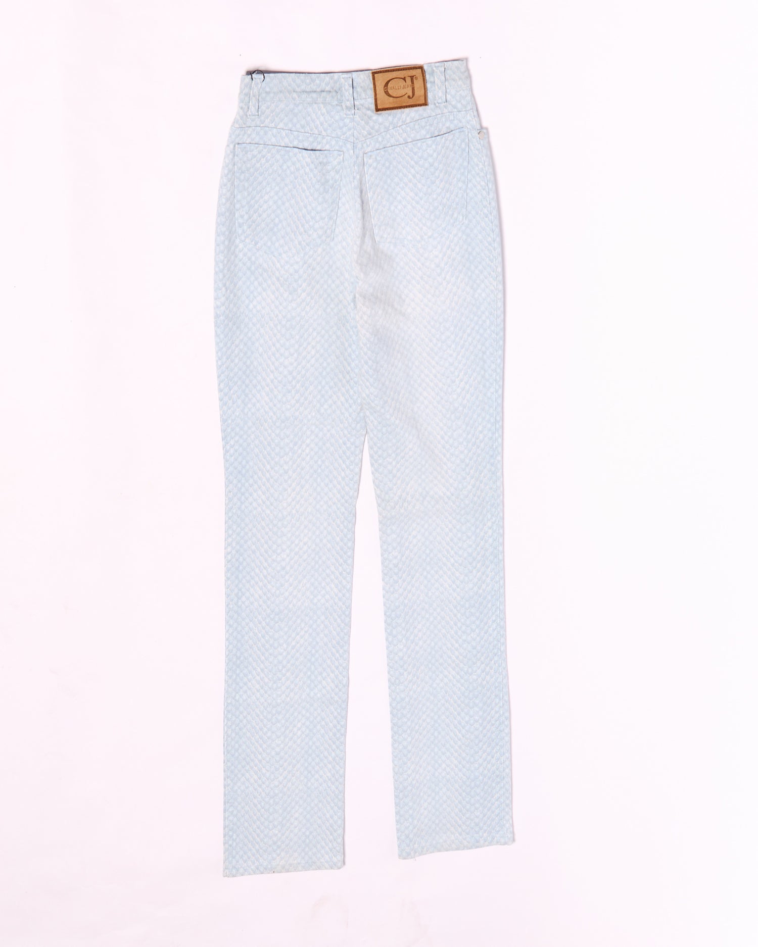 2000s Cavalli Jeans Light Blue Snakeskin Jeans Size S W28
