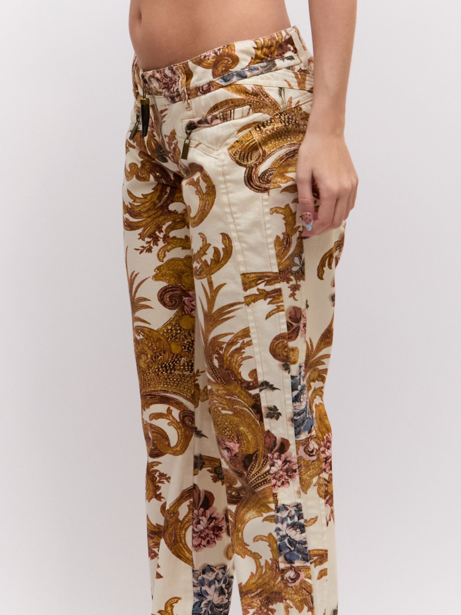 Just Cavalli Gold Brocade Print Pants
