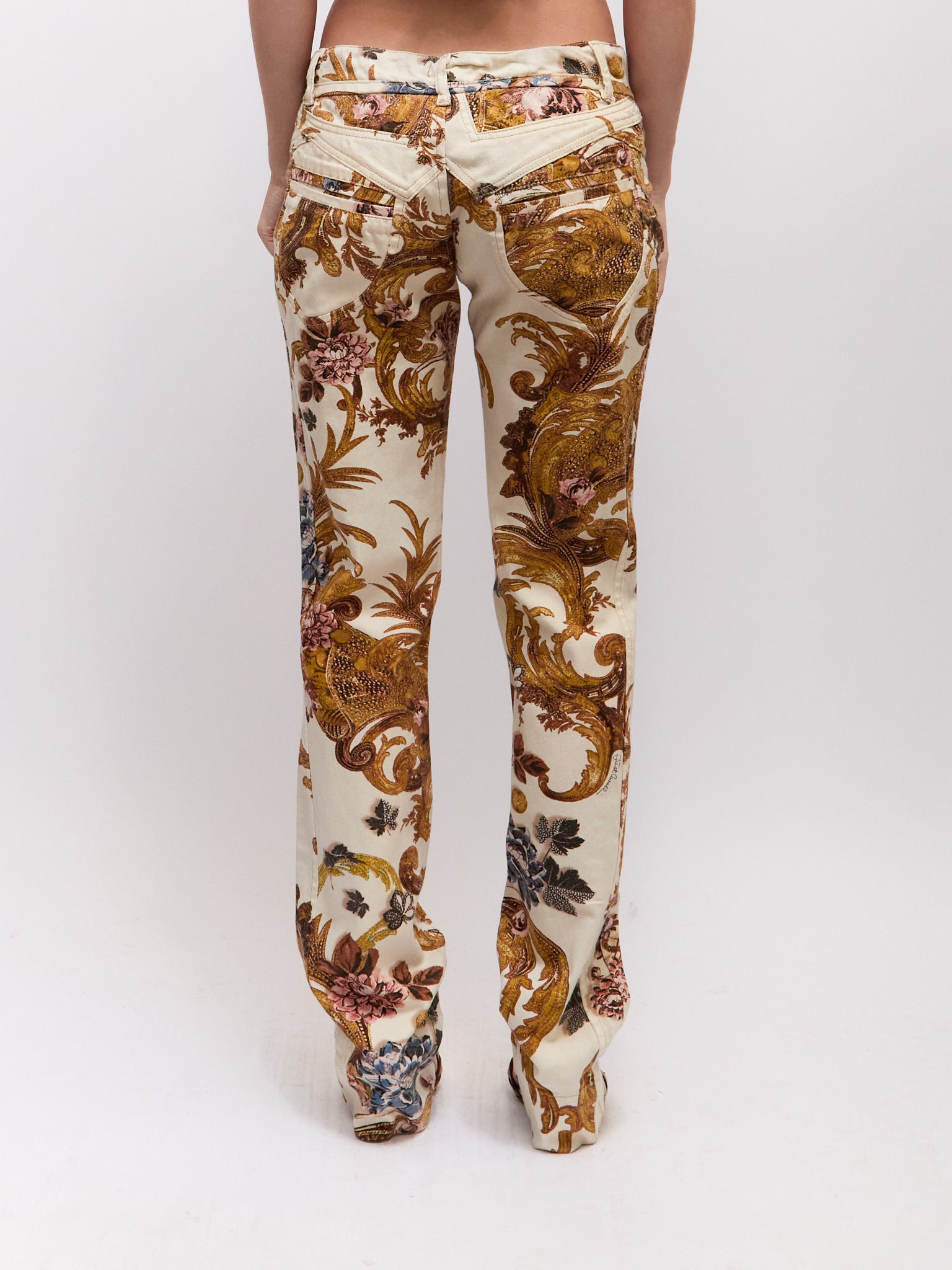 Just Cavalli Gold Brocade Print Pants