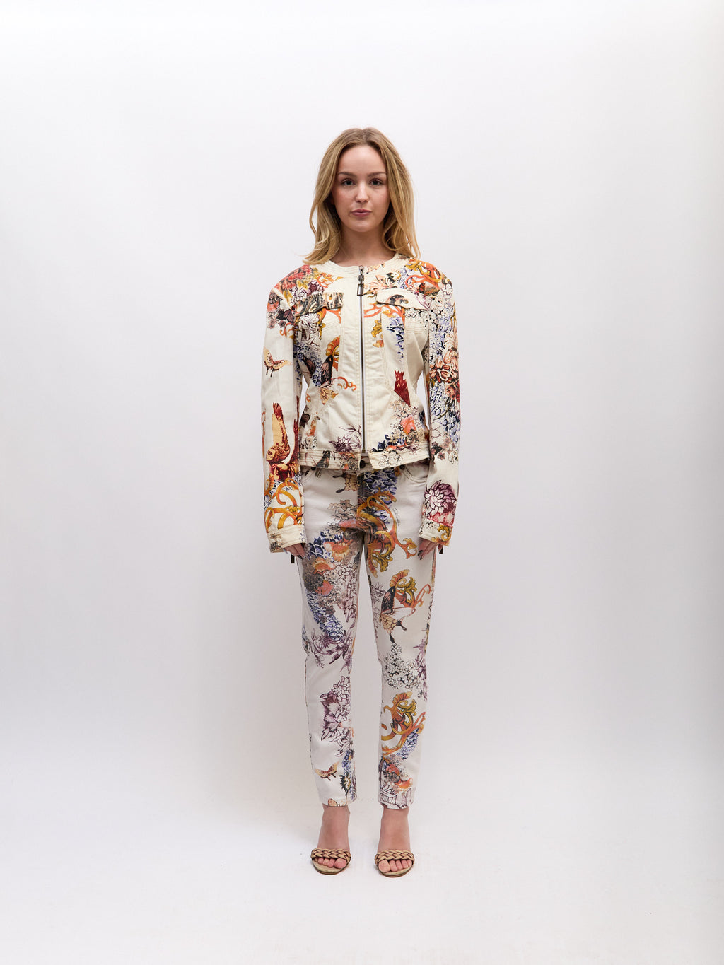 Just Cavalli Multicolor Print Blazer Pants Full Set